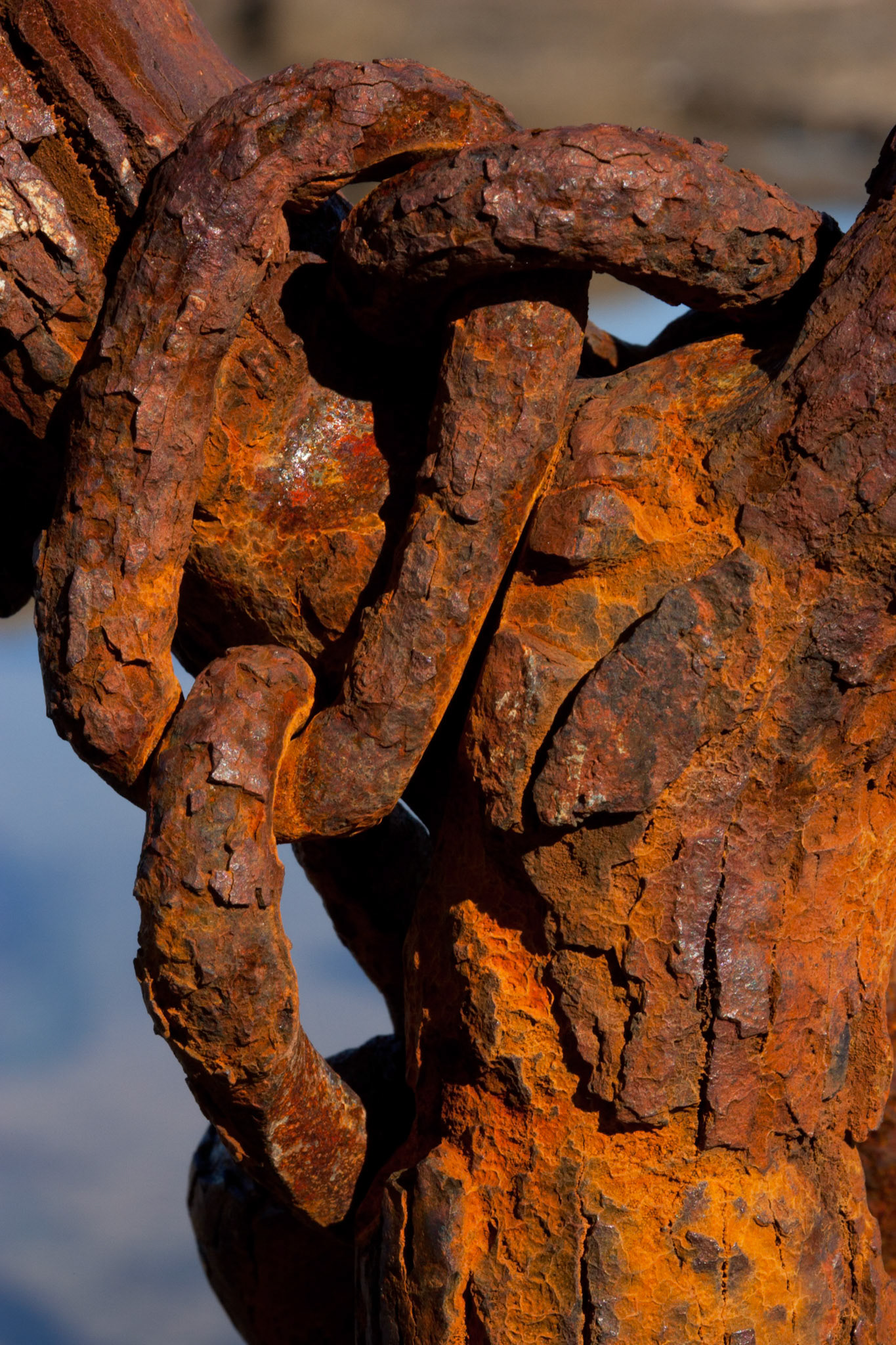 Rusty metal chain at the bogey hole, Newcastle