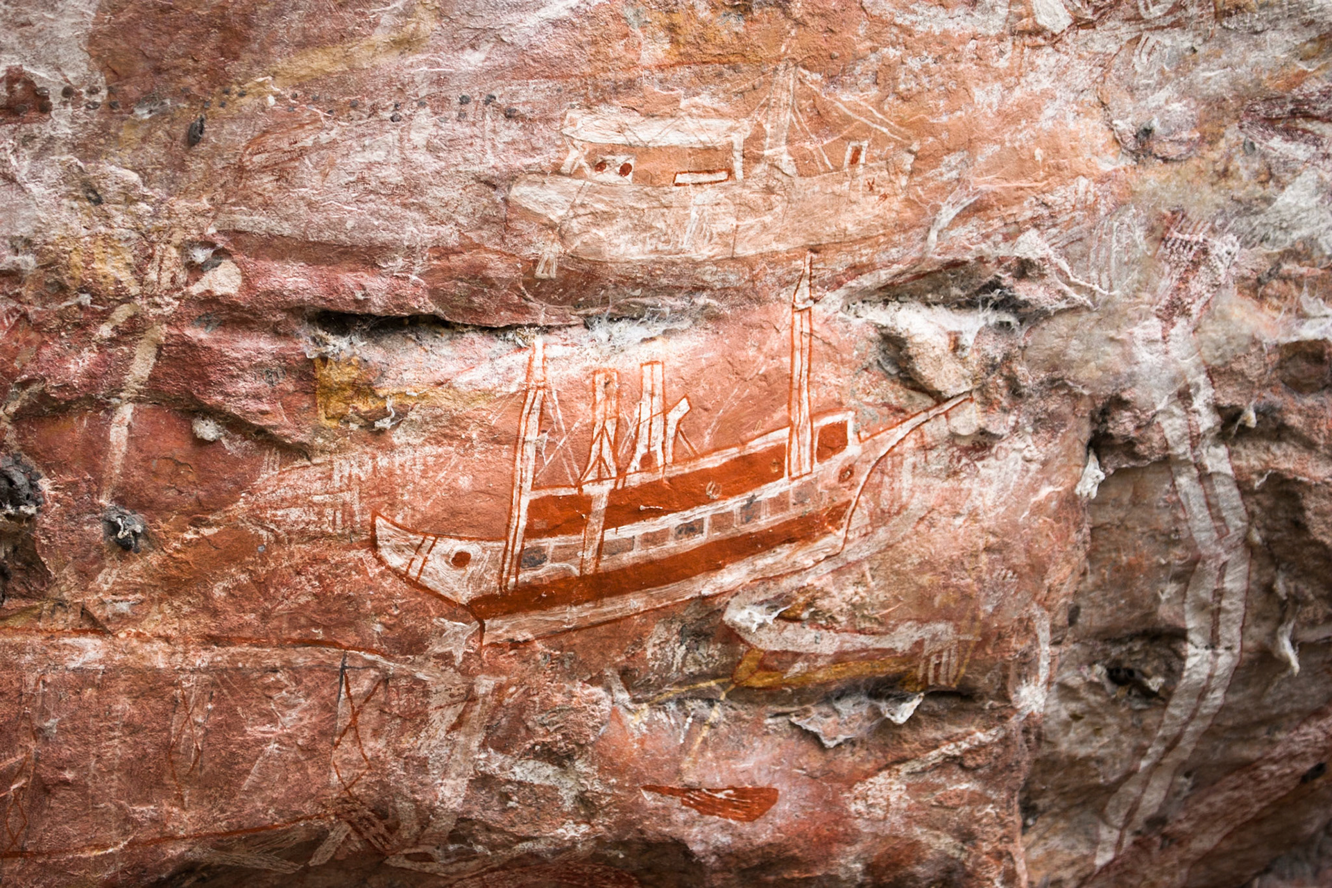 Rock-art steamship, Mount Borradale, Arnhemland, Northern Territory