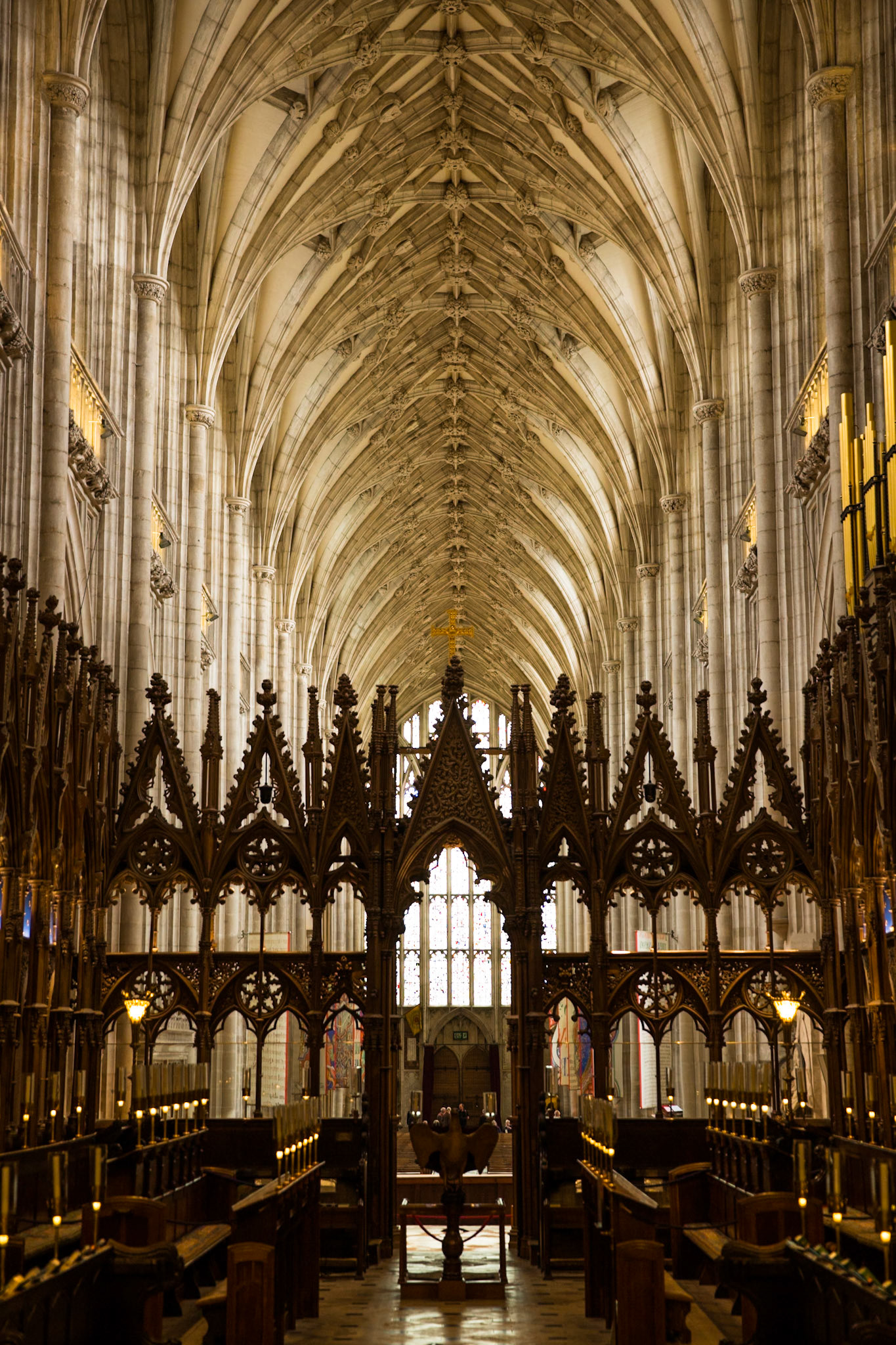 Winchester Cathedral, founded in 642, in Winchester, Hampshire, England