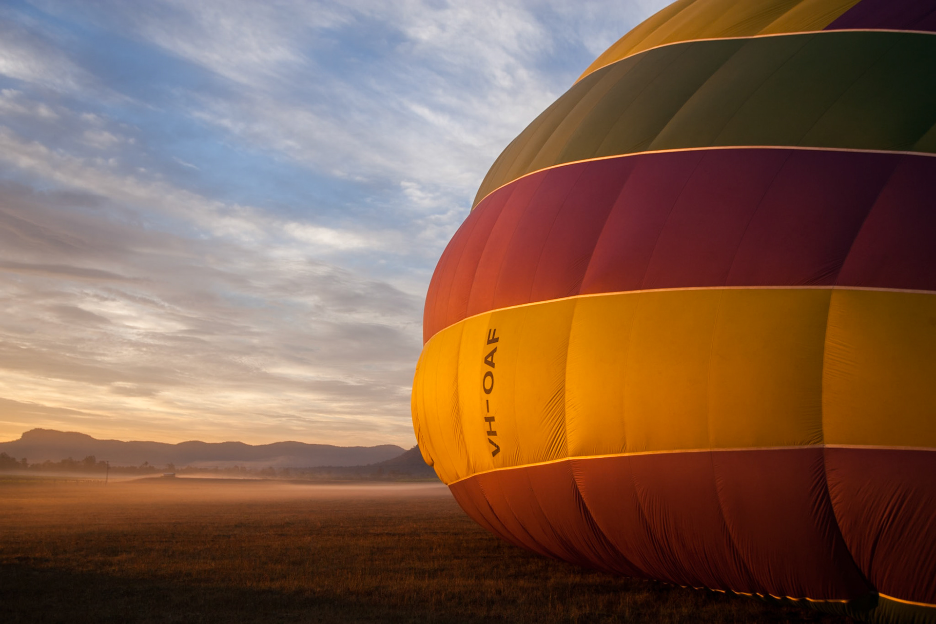 Hot air balloon ride in the Hunter Valley, New South Wales.