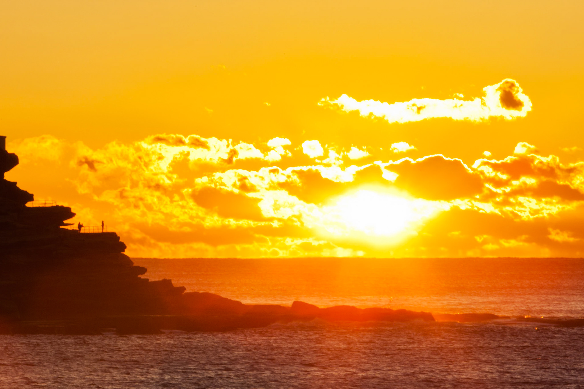 Sunrise at Bondi looking toward Ben Buckler, Sydney, NSW, Australia.