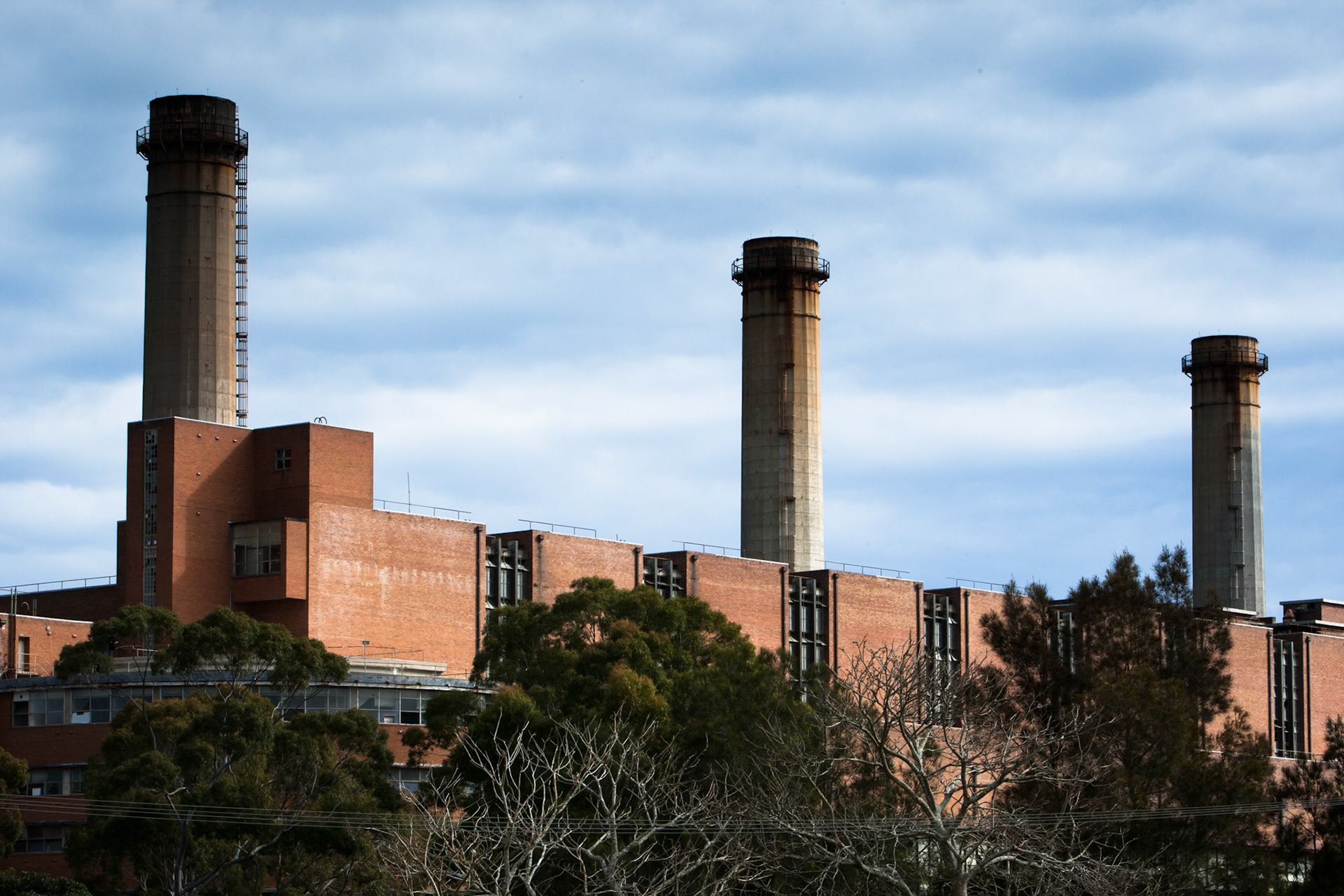 A disused and derelict powerstation at Wangi Wangi, near Newcastle. A huge power station has been built a few kilometres from this once proud structure.