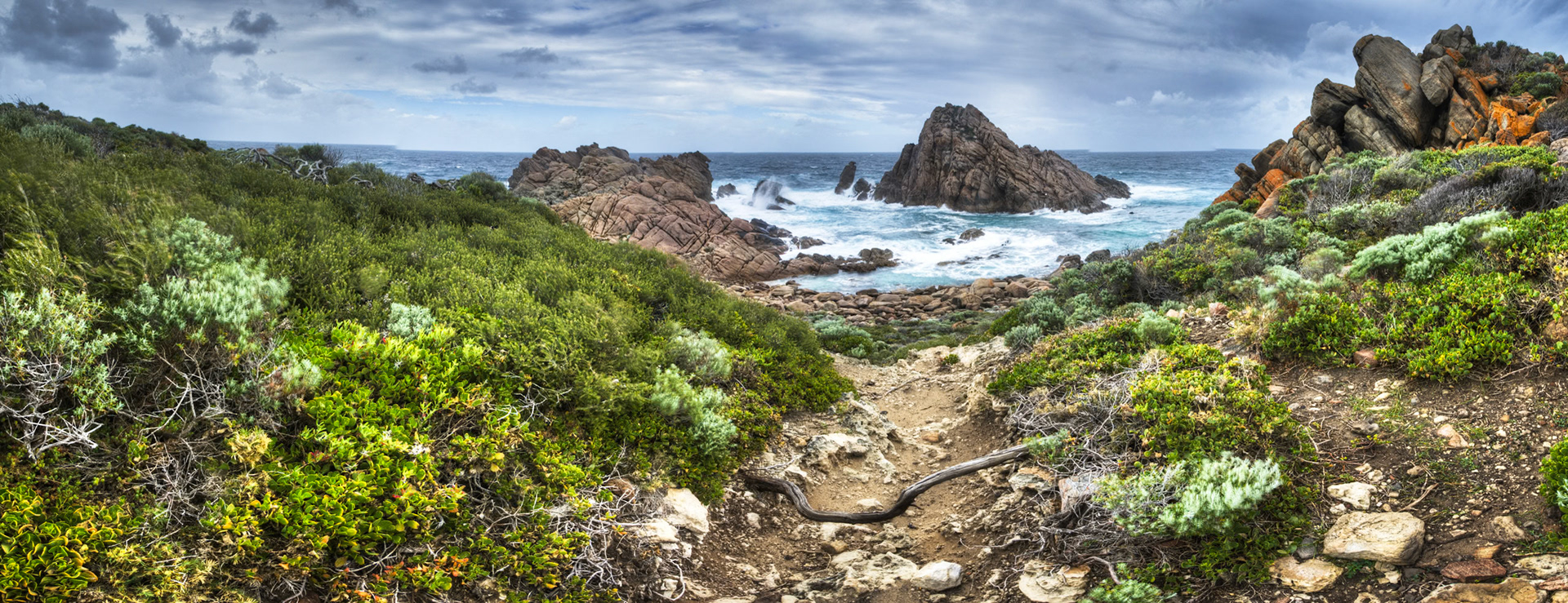 A high dynamic range panorama of Sugarloaf rock and wild seas. Sal thought i was never coming back.