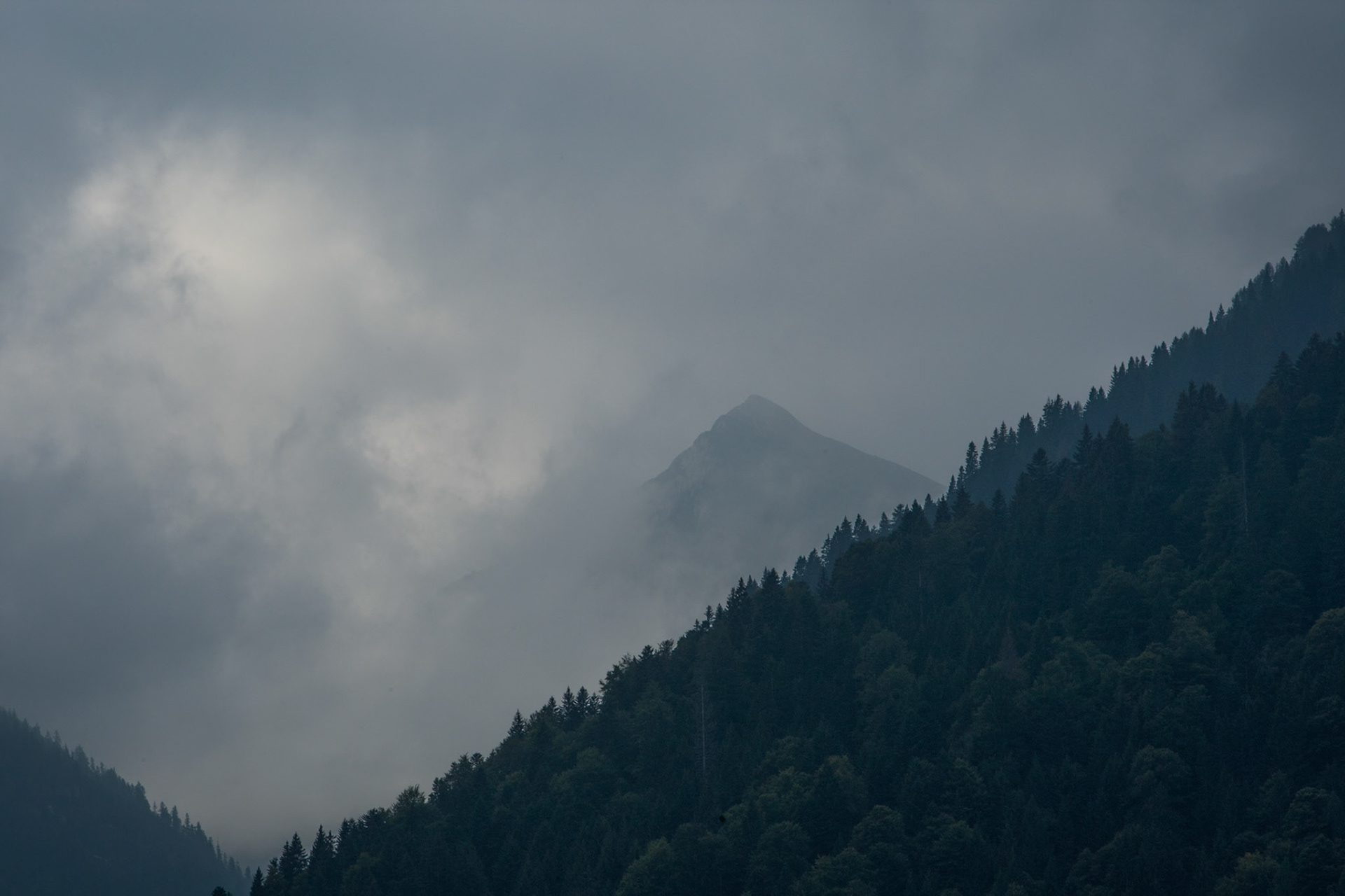 Dolomite peaks and mist, Madonna di Campiglio.