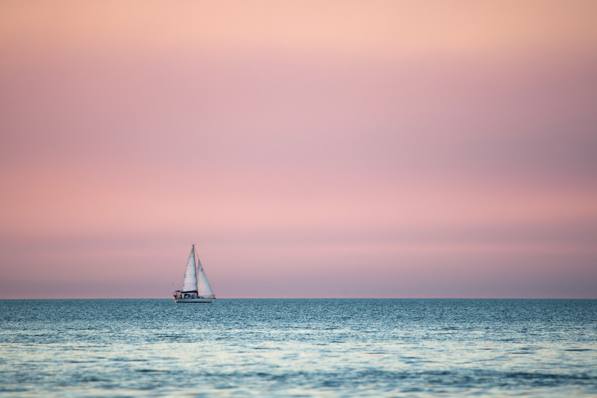 Sailboat at sunset, Hervey Bay from Fraser Island