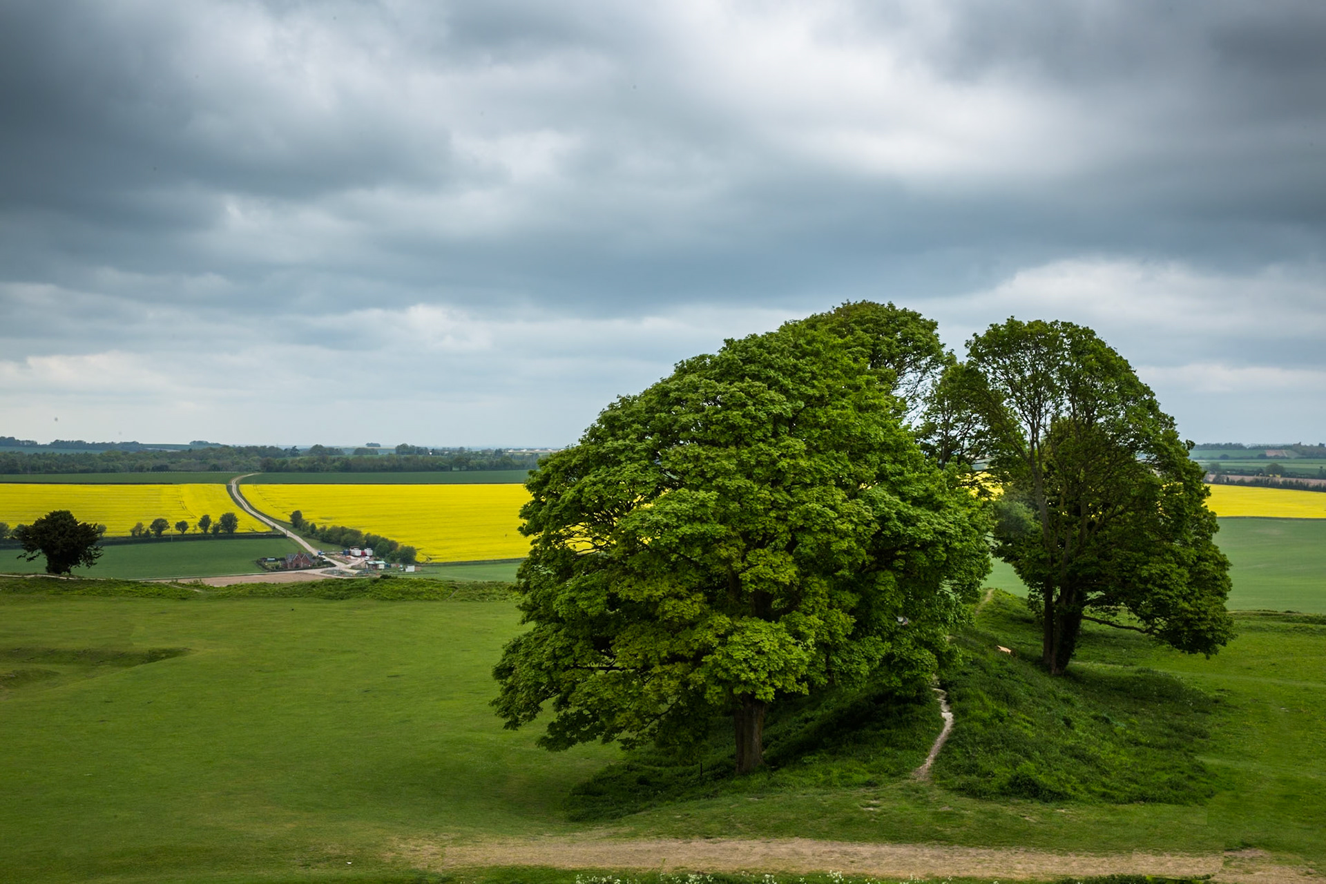 Old Sarum, is the site of the earliest settlement of Salisbury in Wiltshire, England. The hilltop shows evidence of Neolithic settlement as early as 3000BC. Stonehenge is nearby.