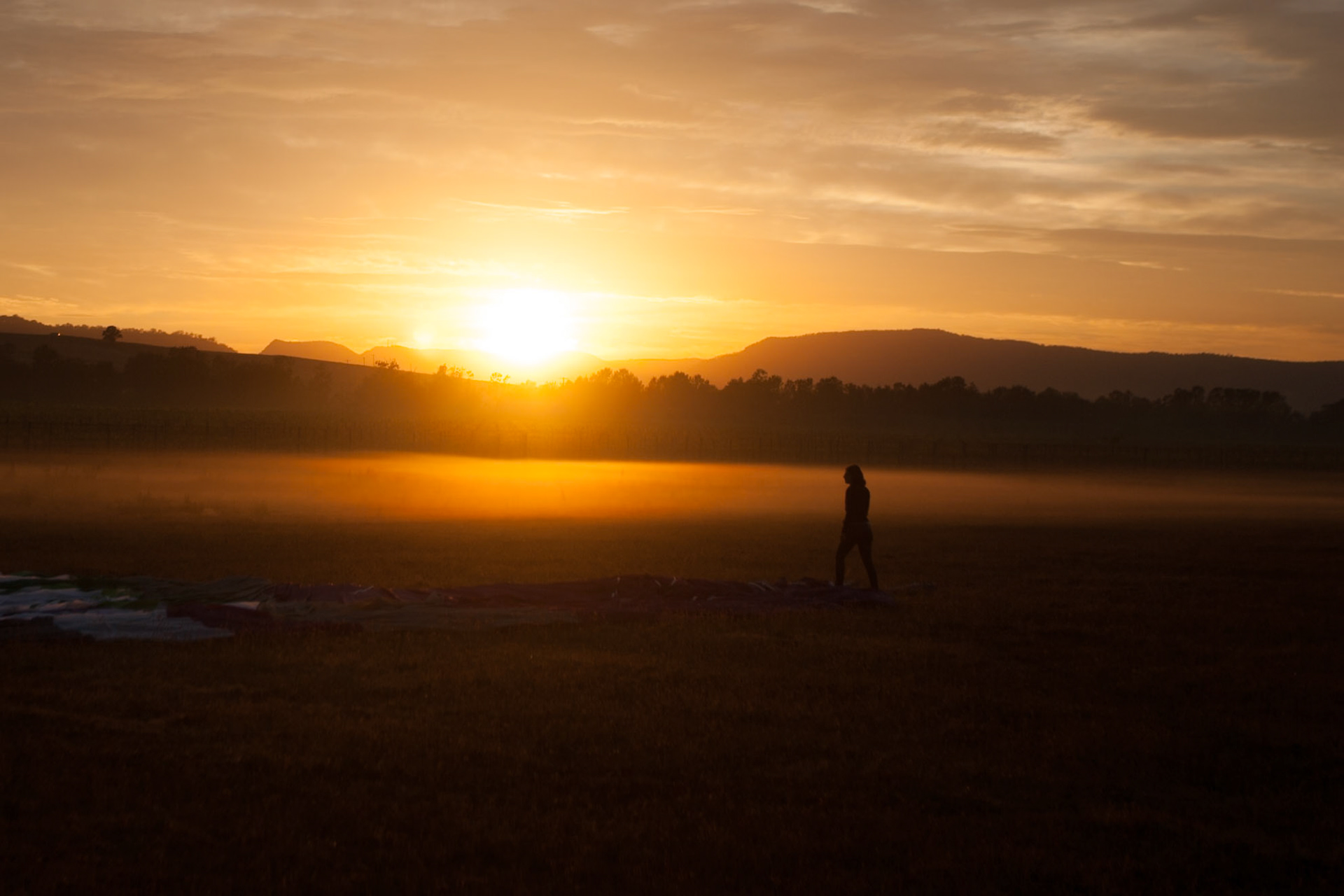 Hot air balloon ride in the Hunter Valley, New South Wales.