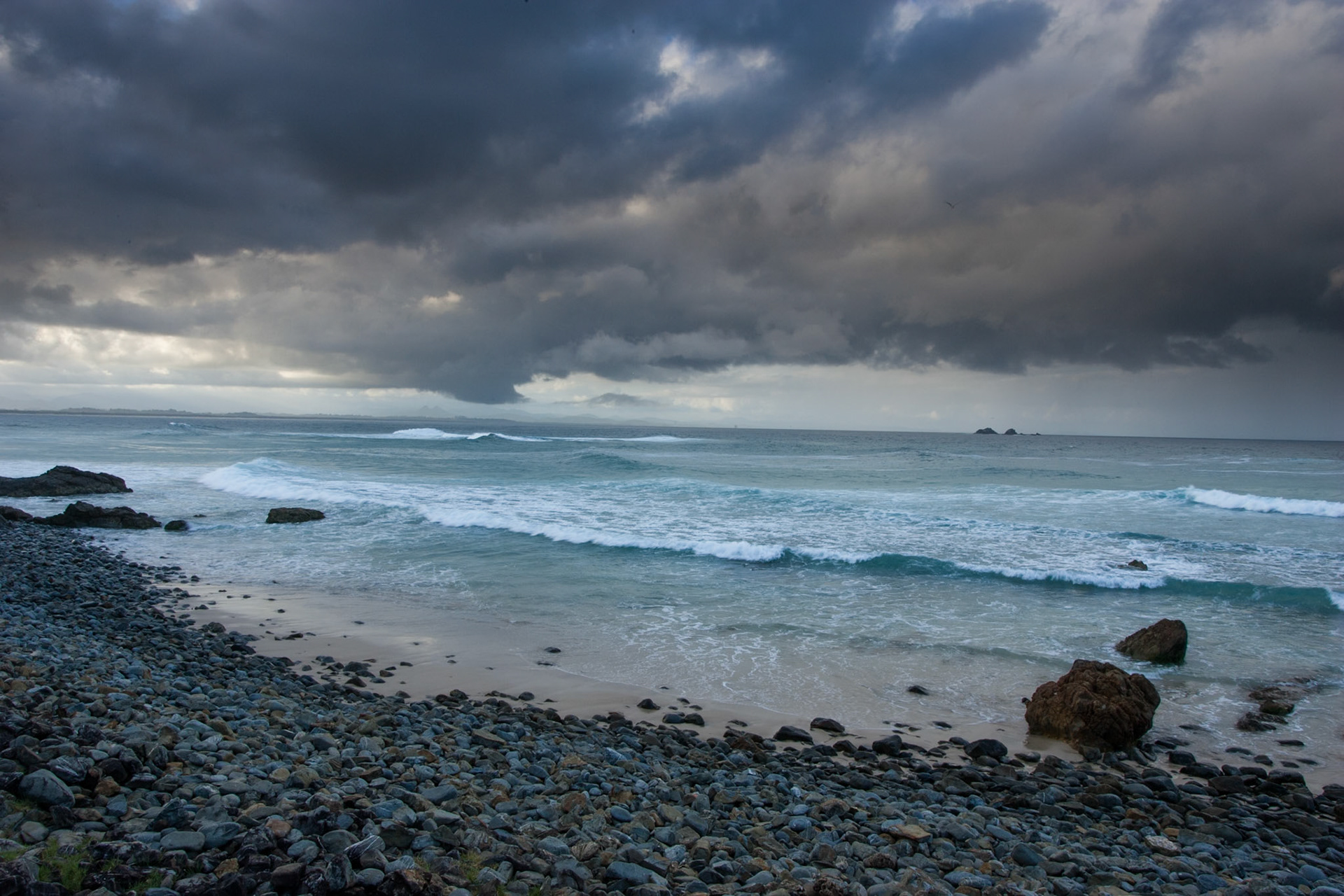 Storm clouds over Little Watgo's beach, Byron Bay
