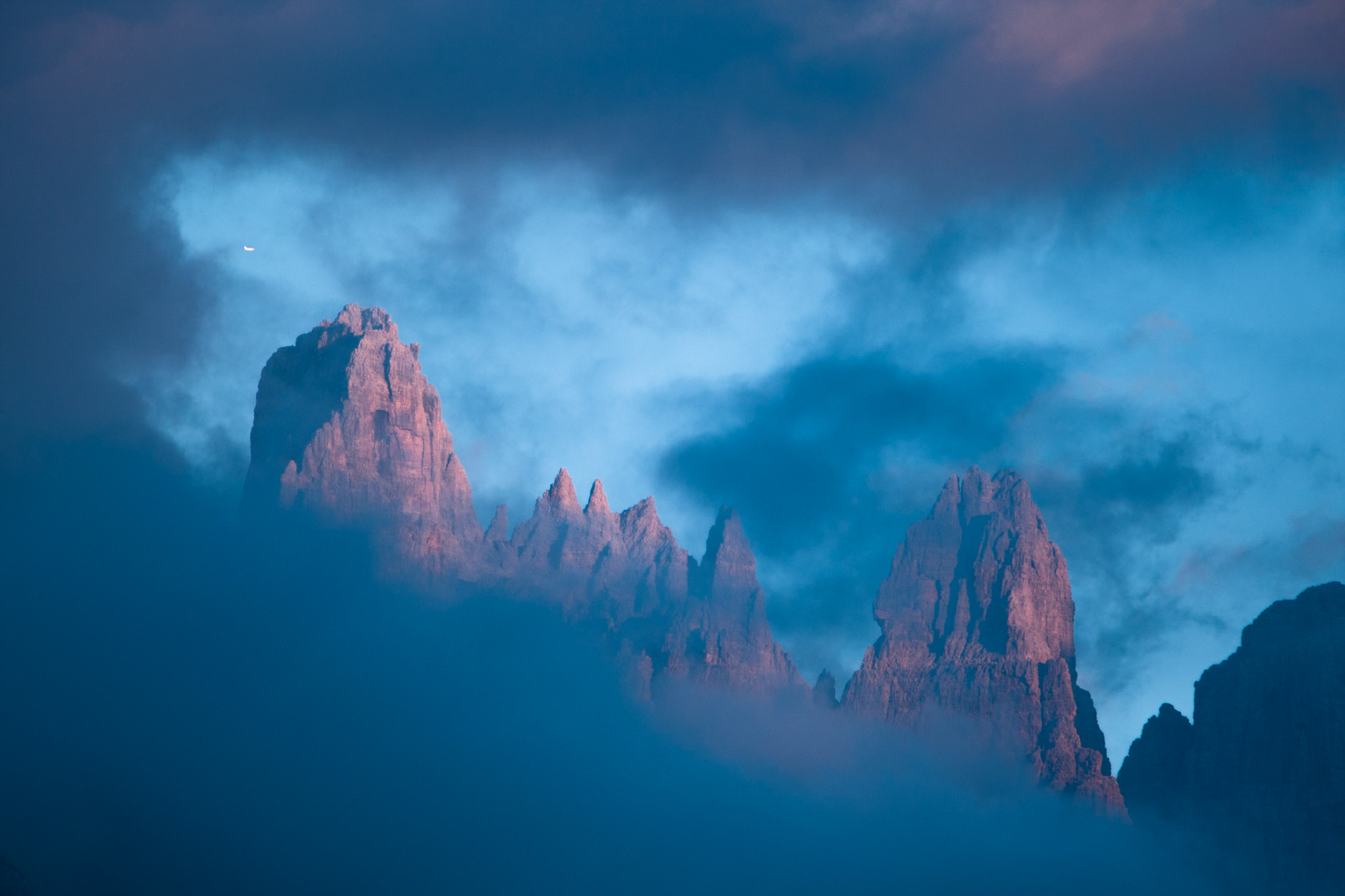 Dolomite peaks and mist, Madonna di Campiglio.