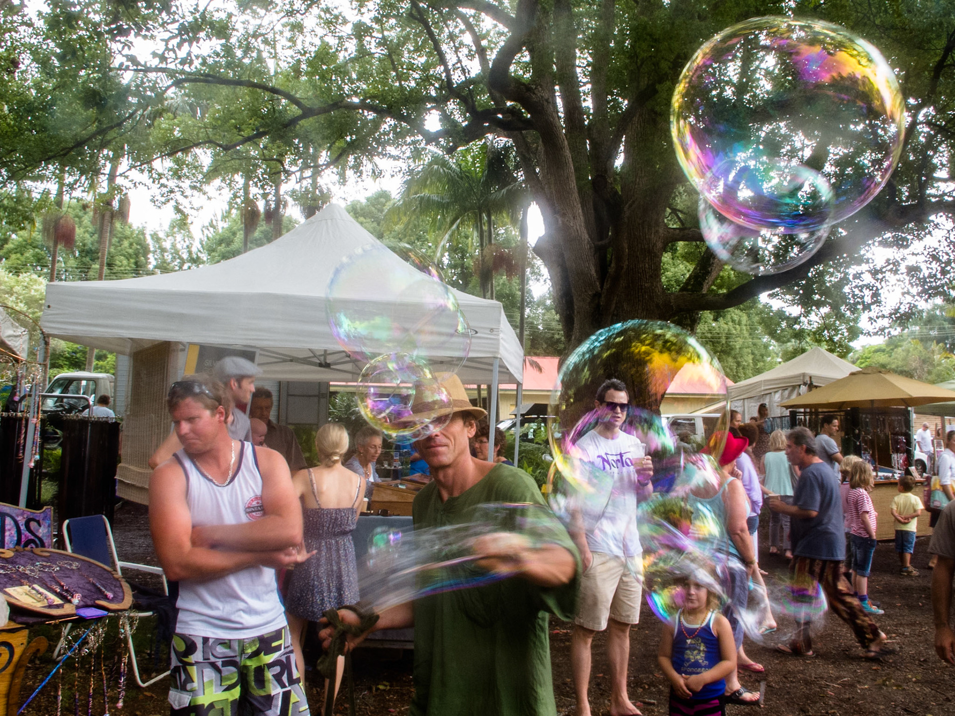Soap bubbles, Bangalow market, Bangalow, New South Wales, Australia
