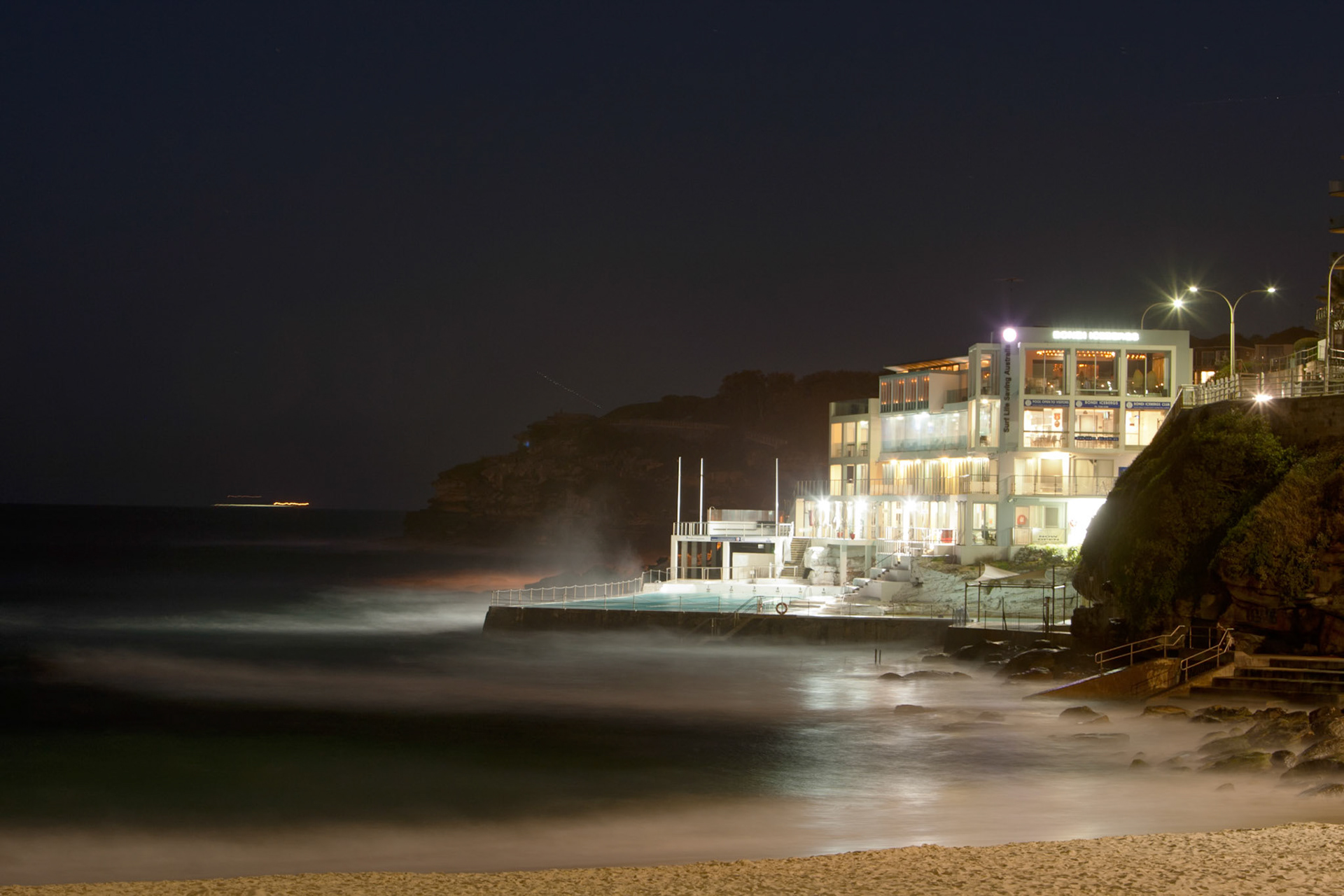 An evening time exposure of Icebergs, Bondi