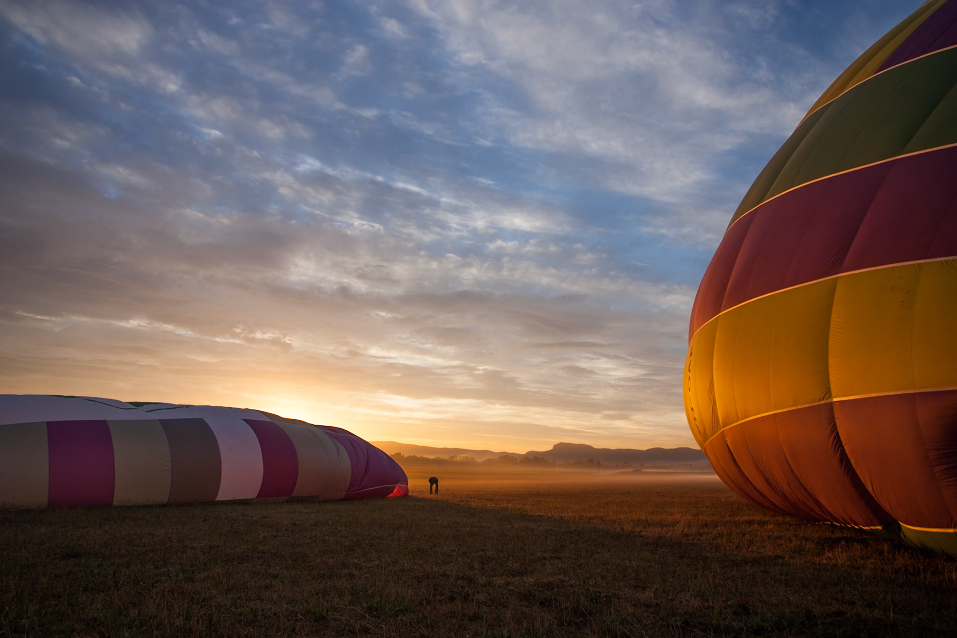 Hot air balloon ride in the Hunter Valley, New South Wales.