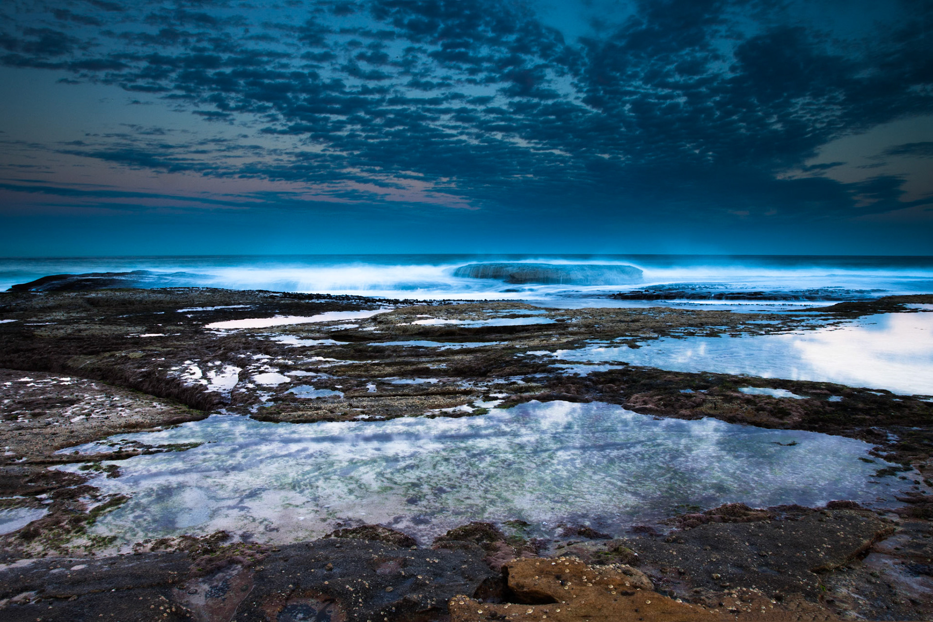 Rocks and surf, between Bronte Beach and Mackenzies Bay, Sydney. My first series using an NDR filter.