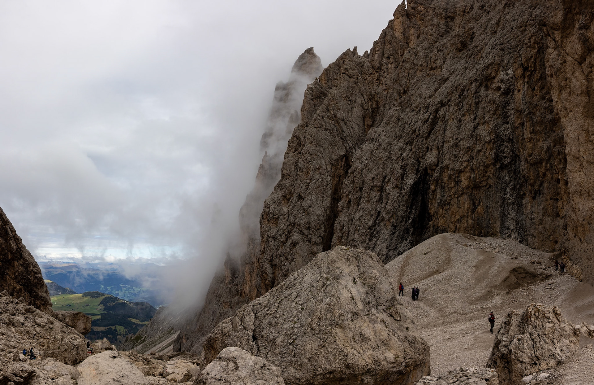 Passo Sella, Sassolungo, Selva di Val Gardena, Dolomites, South Tyrol, Italy