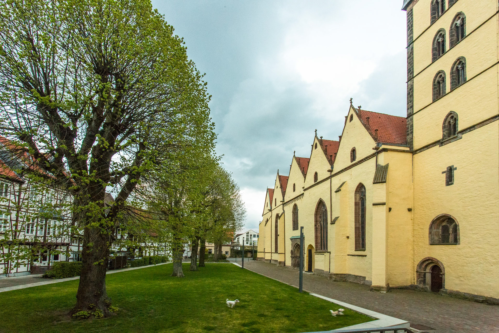 St Nicholas' Church, Lemgo. Originally laid out in 1190. llustrates the transition from Romanesque to Gothic. Most of the interior is from the 16th century. My father was haunted by the sounds of the bells when he returned to Lemgo after the war.