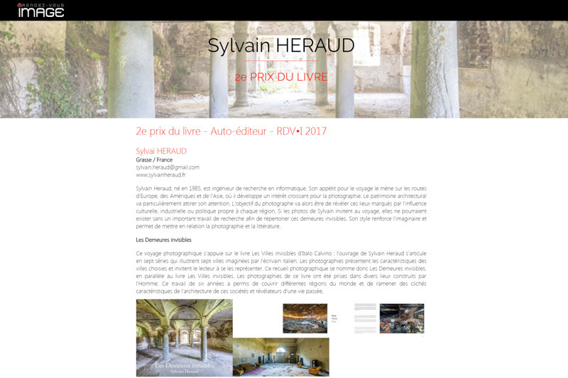 Prix des auto-éditeurs - RDV•I 2017 - Le livre Les Demeures invisibles a reçu le Prix des auto-éditeurs à Strasbourg.