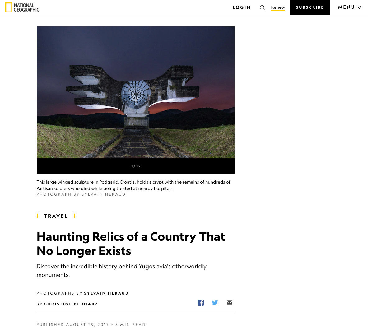 Publication dans National Geographic Travel