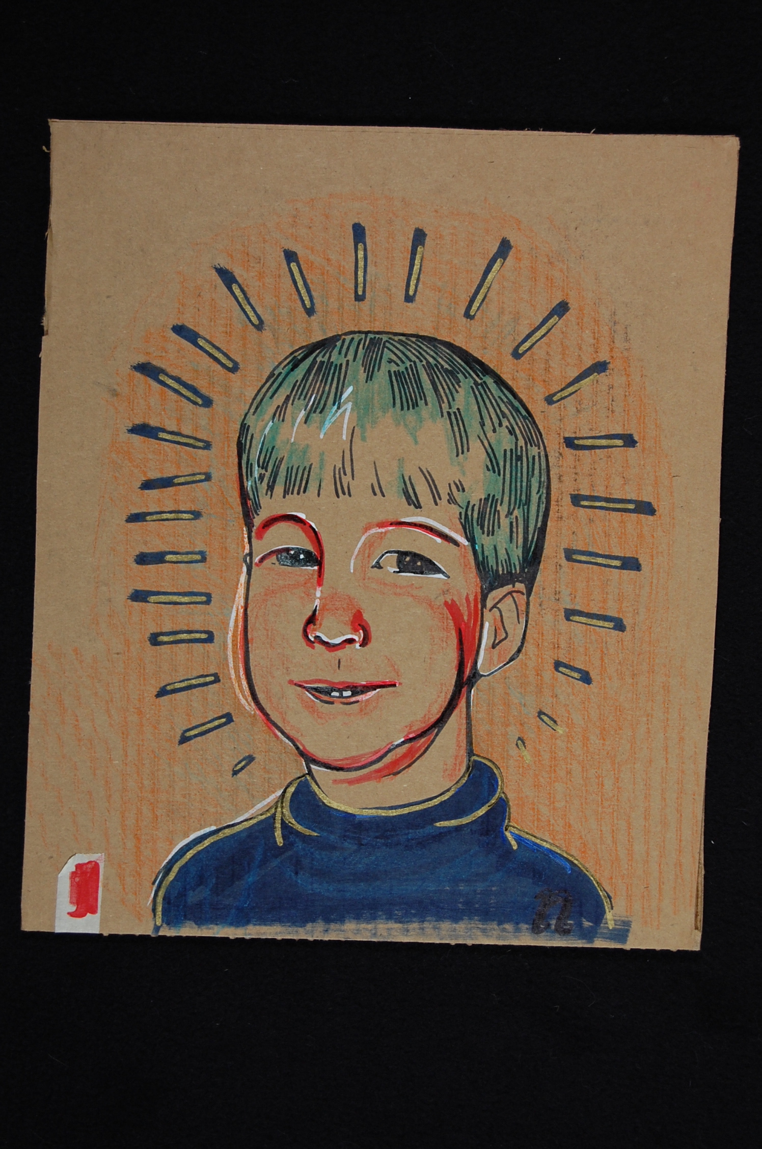 Portrait on Cardboard  |  Pen & Ink