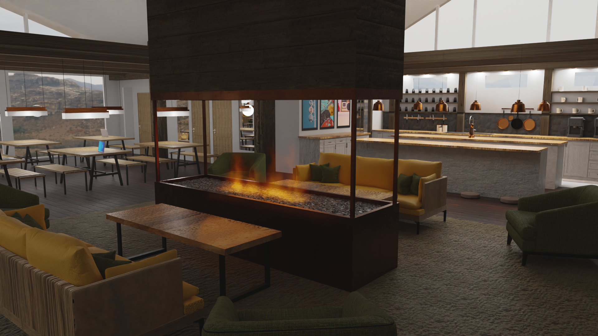 It has large windows to help bring the outdoors in.