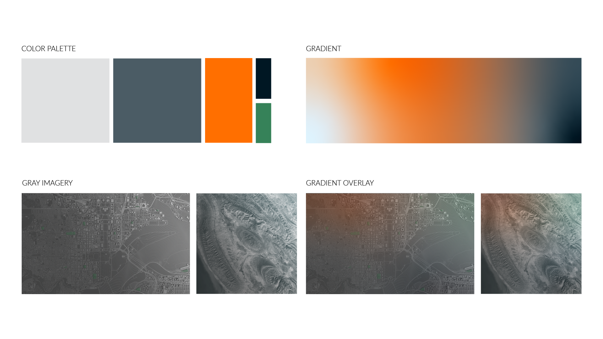 Color palette, gradient, and image treatment examples laid out for Ark.ai's branding