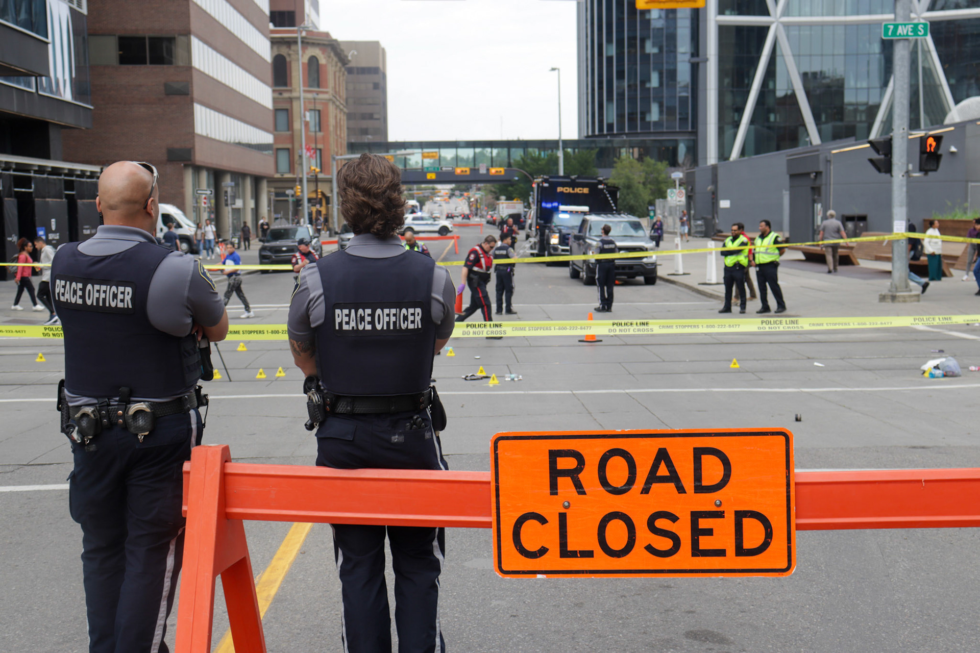 Peace Officers on the scene of a train accident on August 9, 2023.(Photo by Jenna Willox/SAIT)