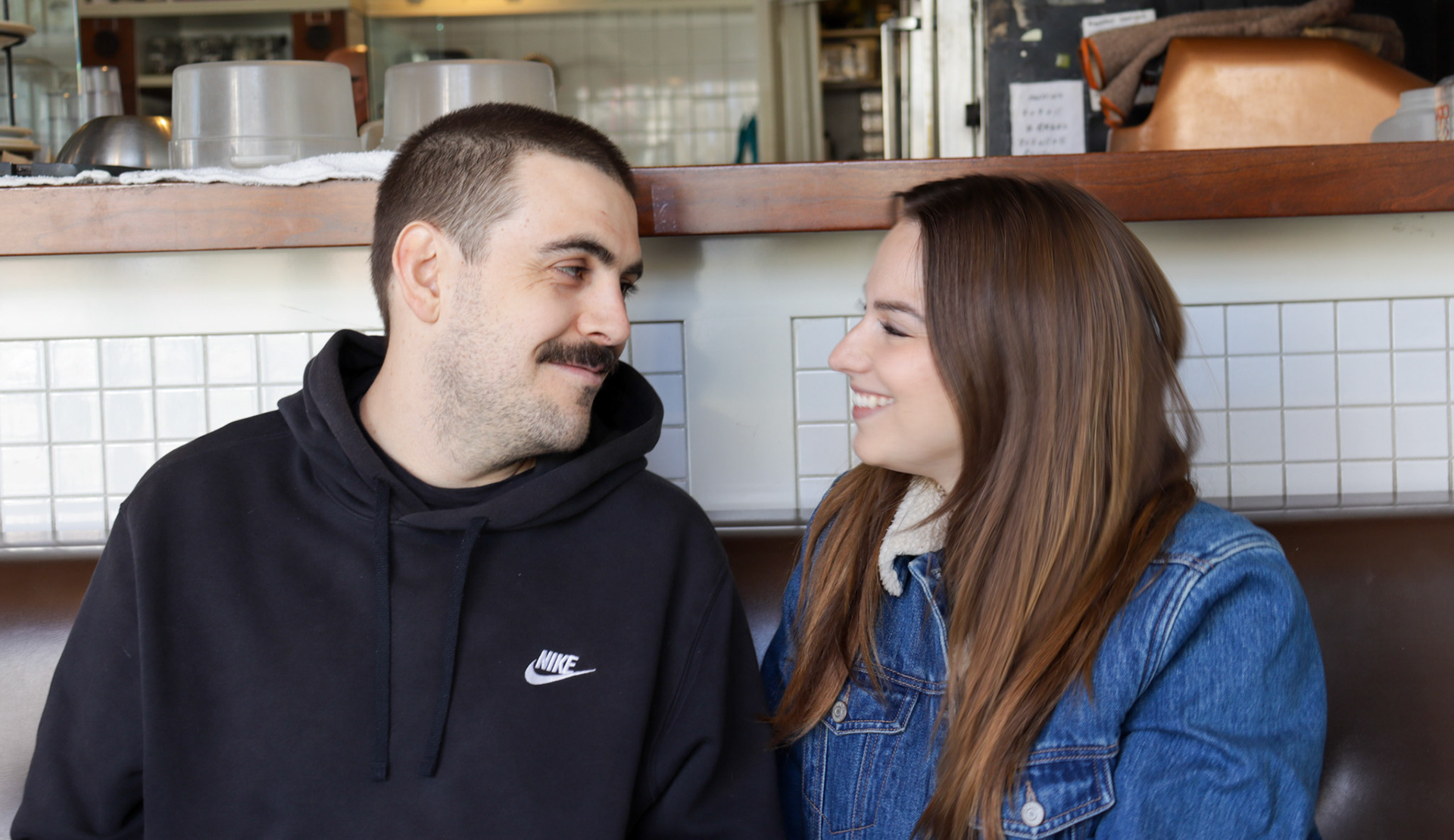 Laughing together and exuding their love for one another, Lauren Anderson and Geoff Boc share some laughs on April 18, 2024 in Calgary, Alberta. Photo by Jenna Willox