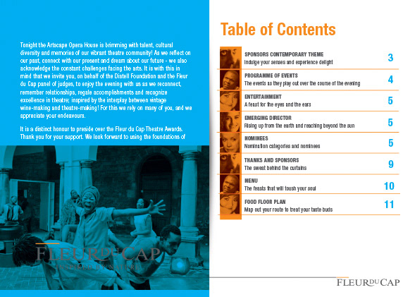 Program design for the Fleur du Cap Theatre Awards