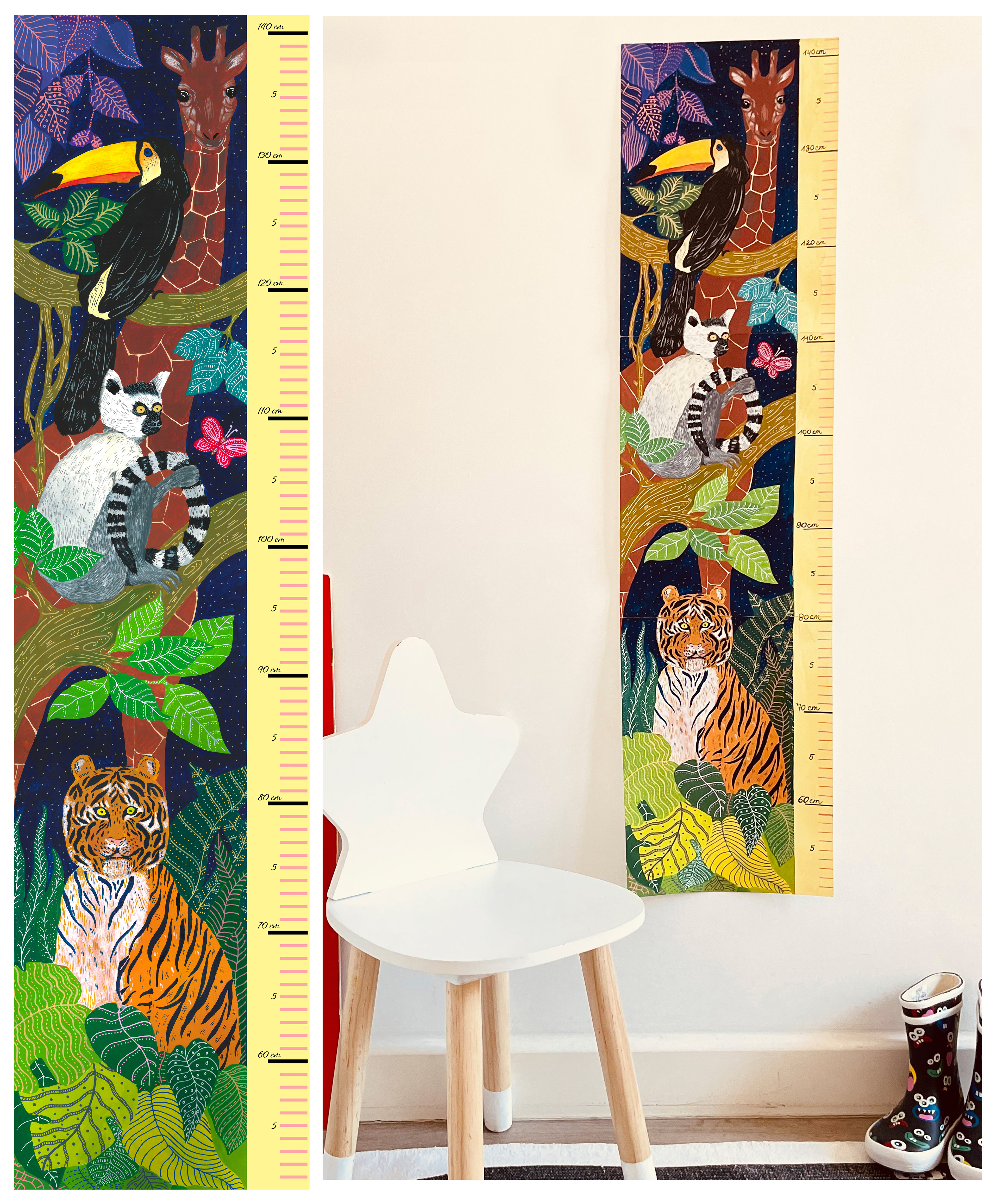 Hand painted children wall height chart