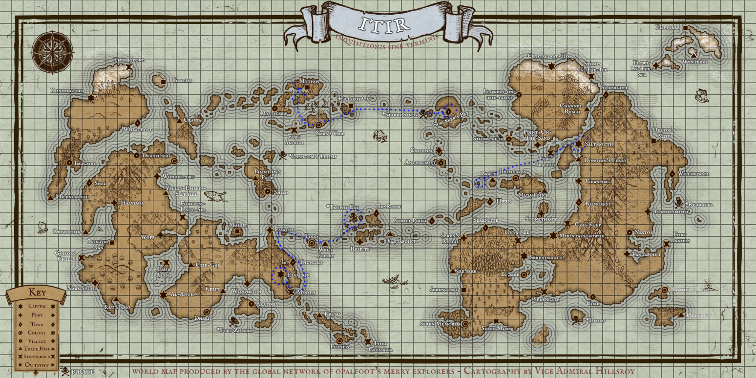 Fantasy World Map of 'Itir' for 'Dungeons and Dragons'
