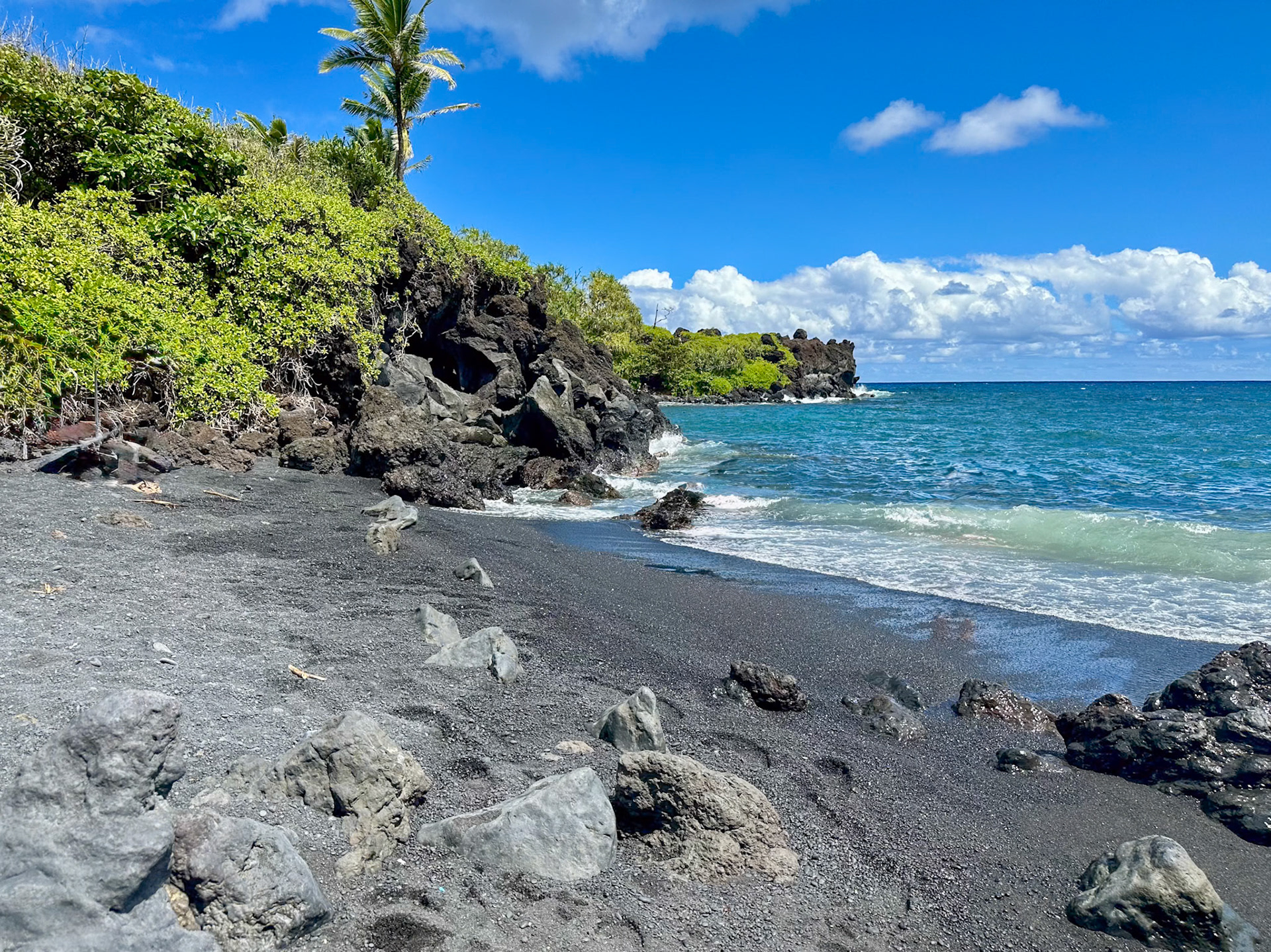 black sand beach