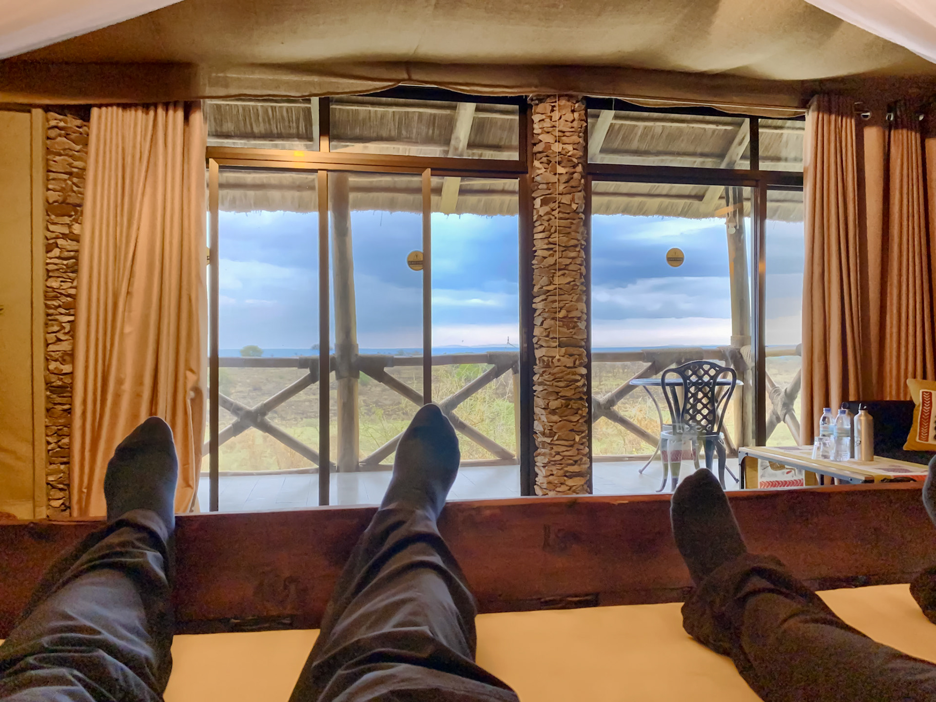 Blick vom Bett aus  in die Serengeti