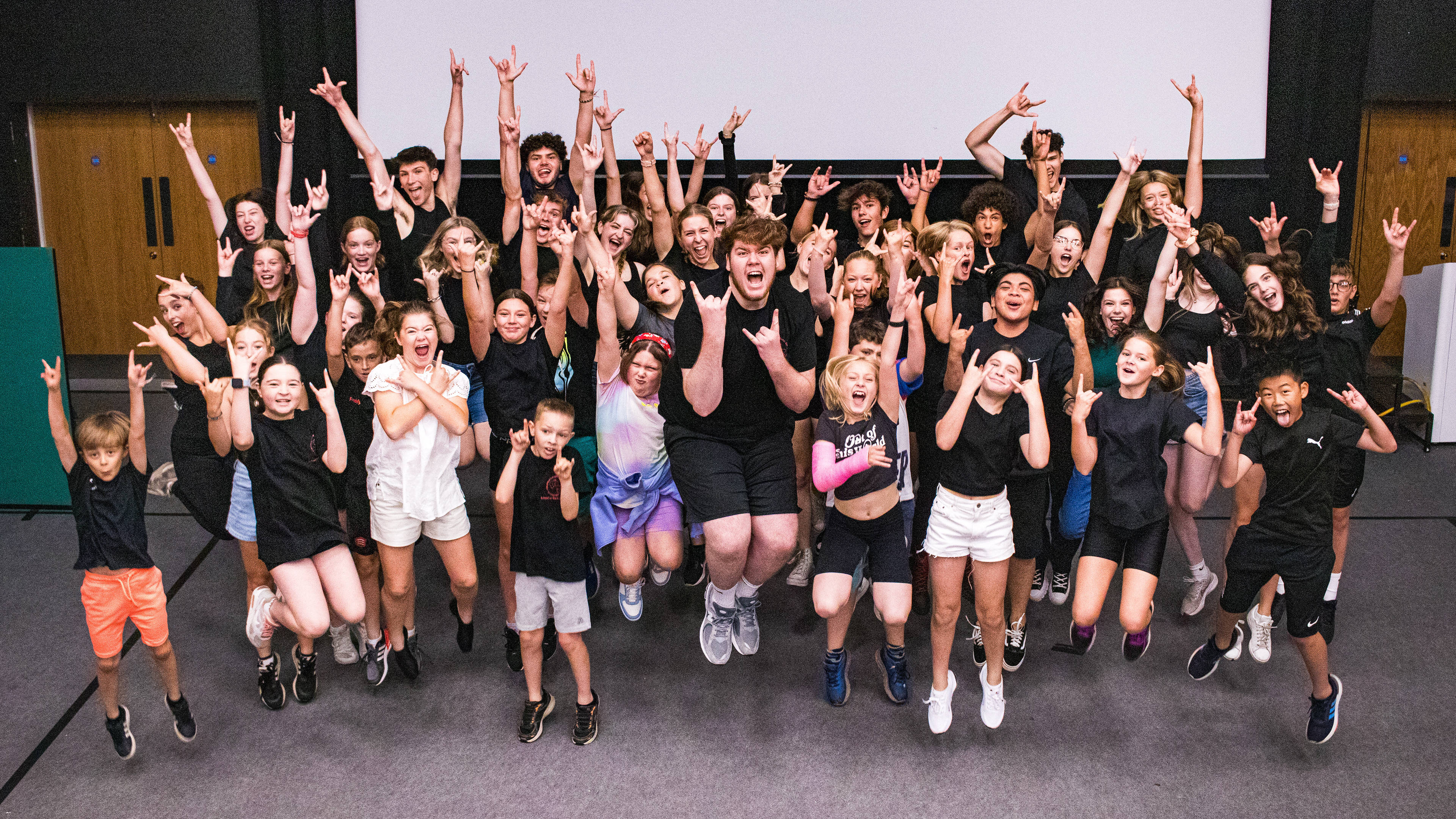 The full cast of Colchester Operatic Society's youth wing CO2's School of Rock