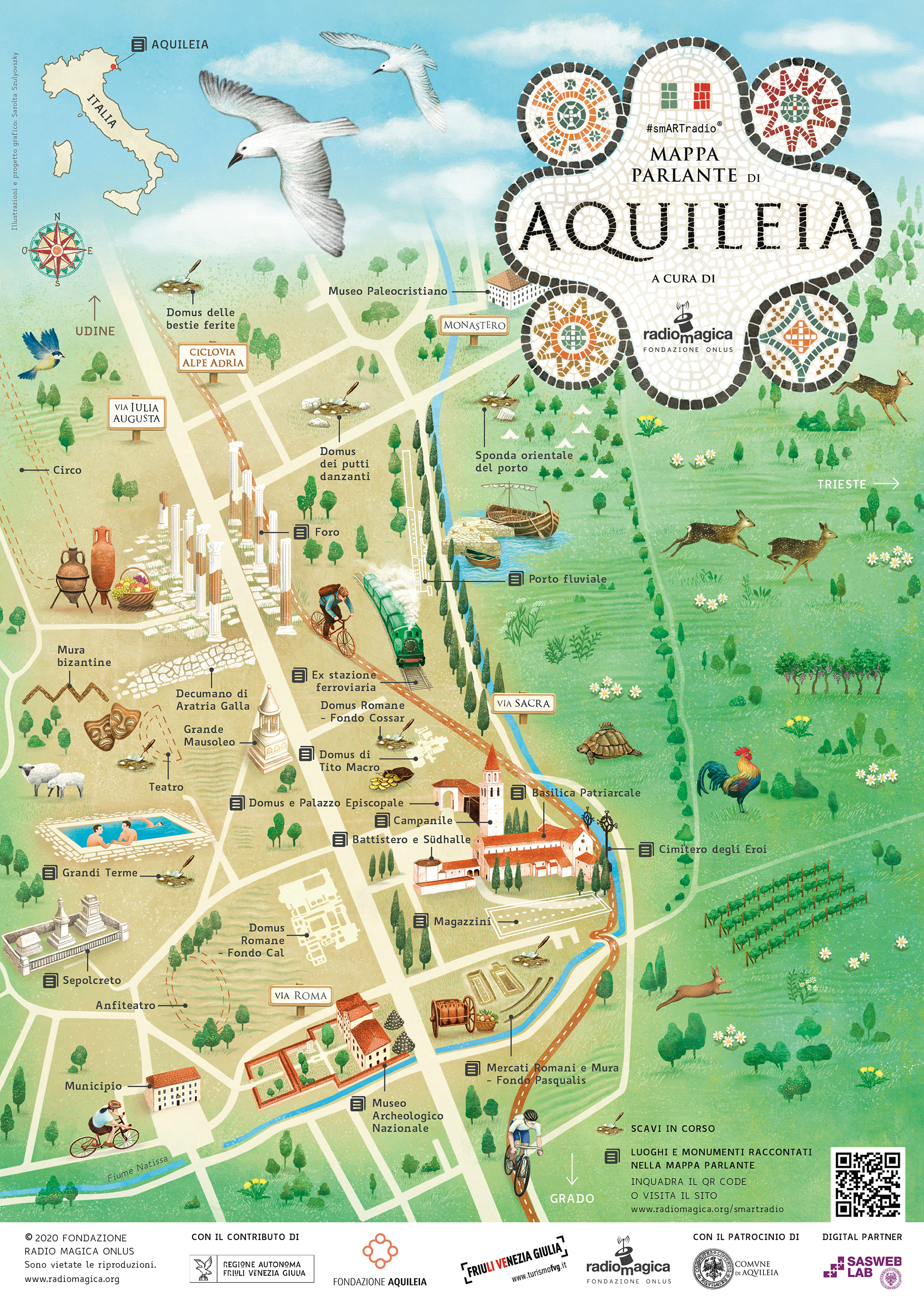 Map Aquileia - illustration + graphic design for Radio Magica - Italy