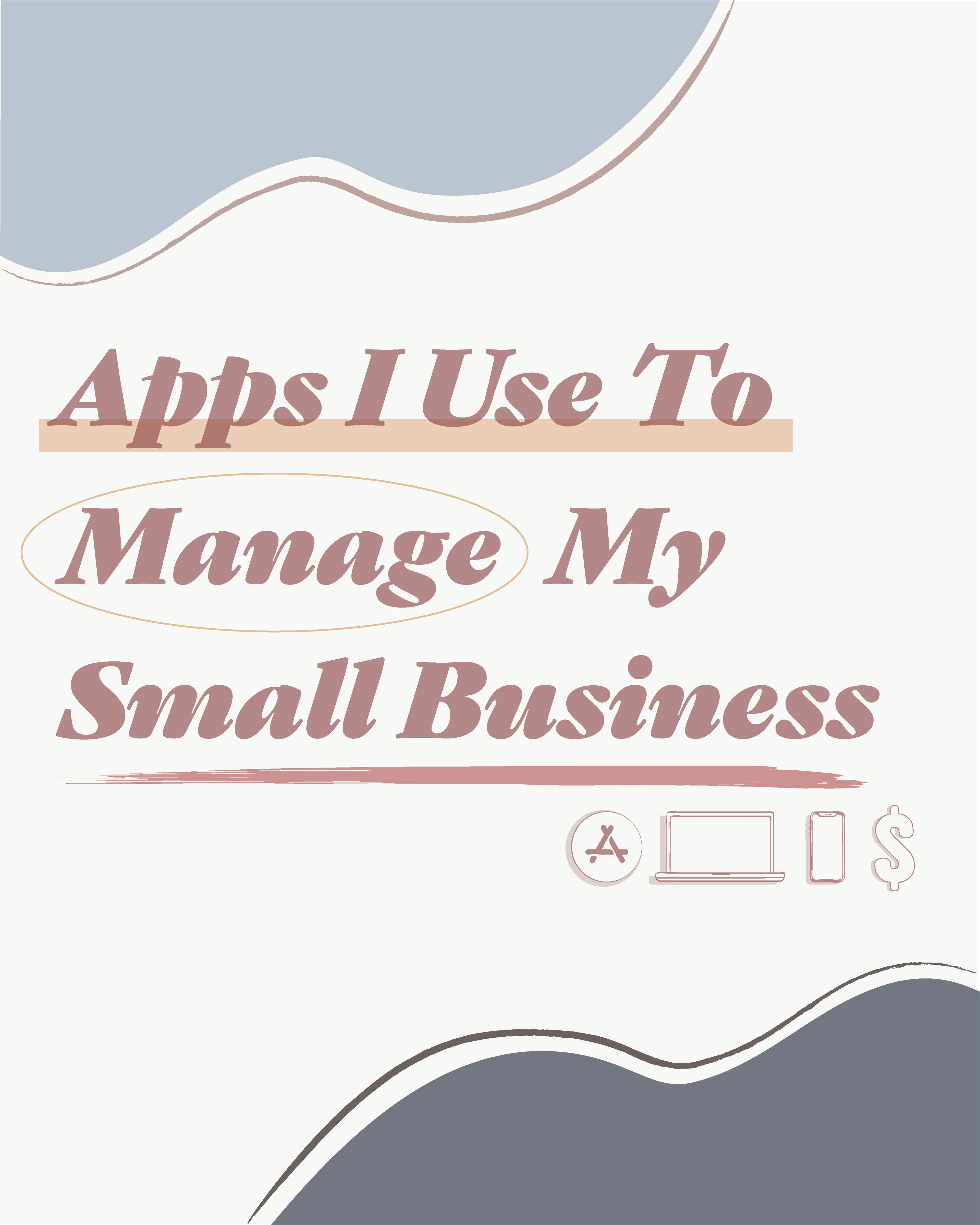 [IMAGE DESCRIPTION]: Social Media Manager Crysbel Renoj Paxtor from NYC designs a carousel post for Instagram that includes abstract shapes with a text that reads “Apps I use to manage my small business” featuring small icons of the App Store ad, laptop, phone, and a money sign. 