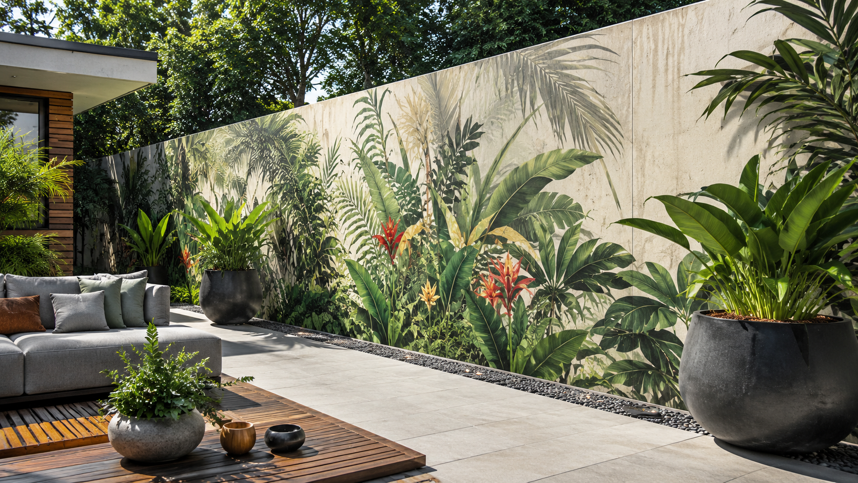 Mur de clôture inspiration jungle