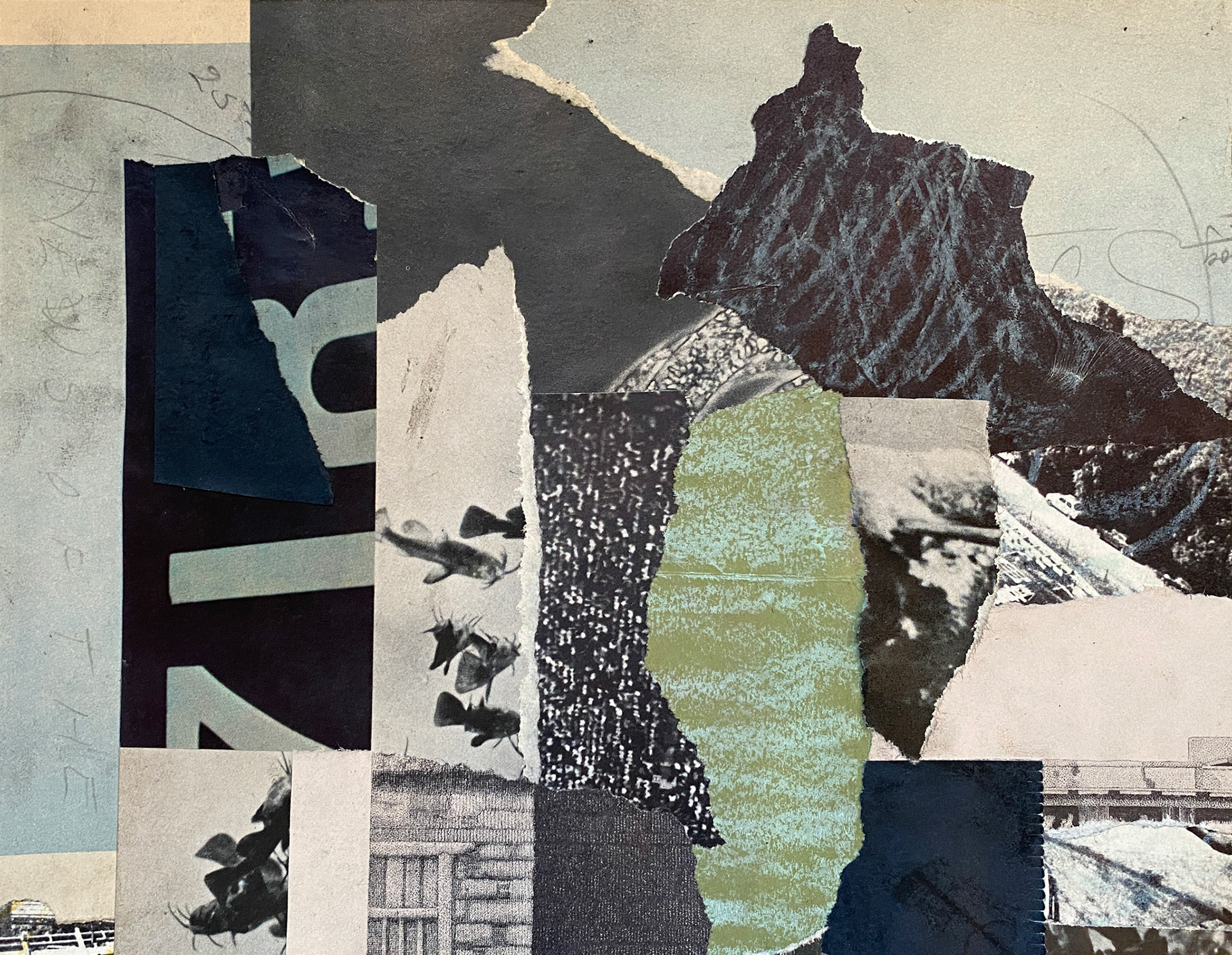Glacial | collage and oil pastel, 7 x 9 inches, 2024