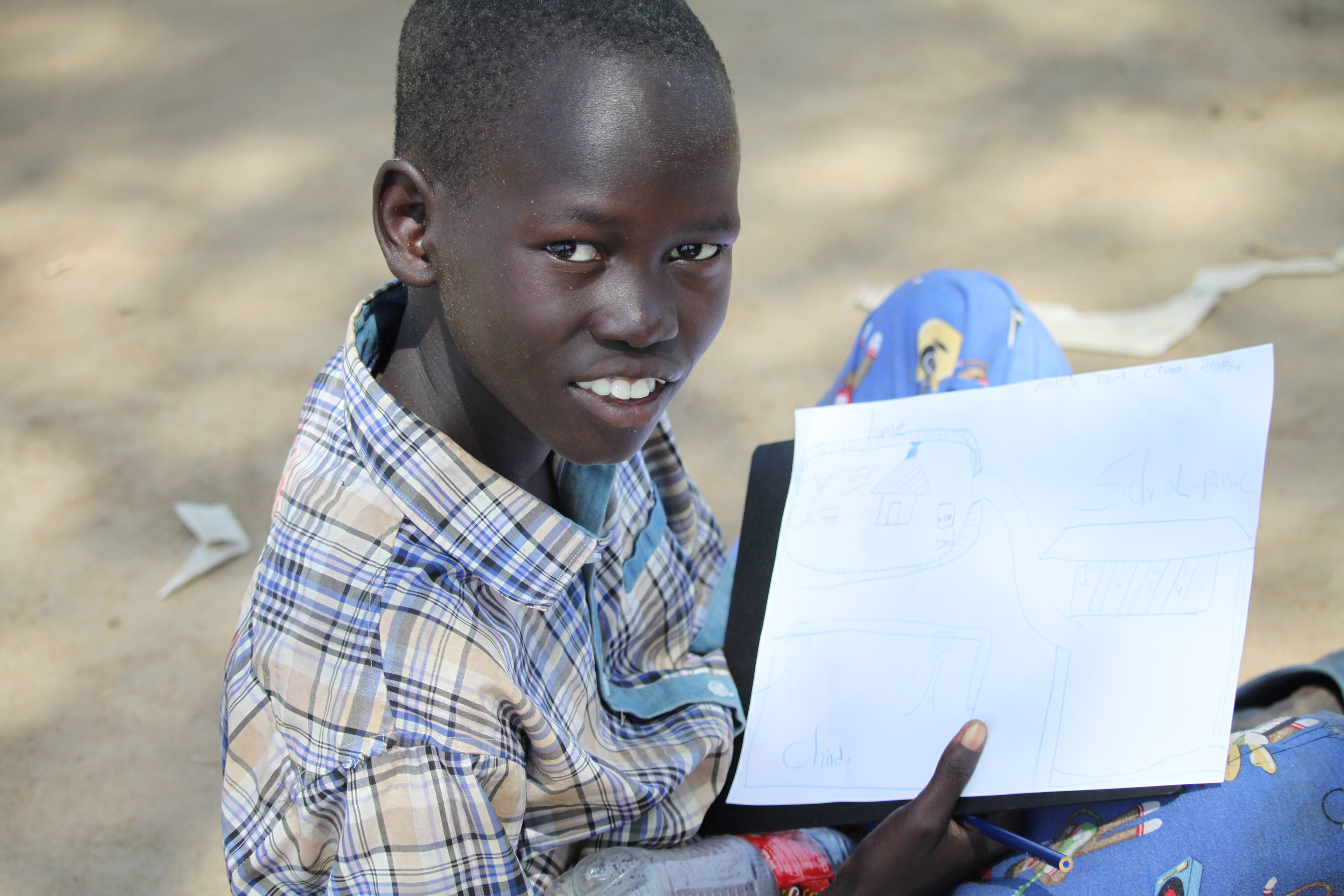 South Sudanese boy captures his ideas.