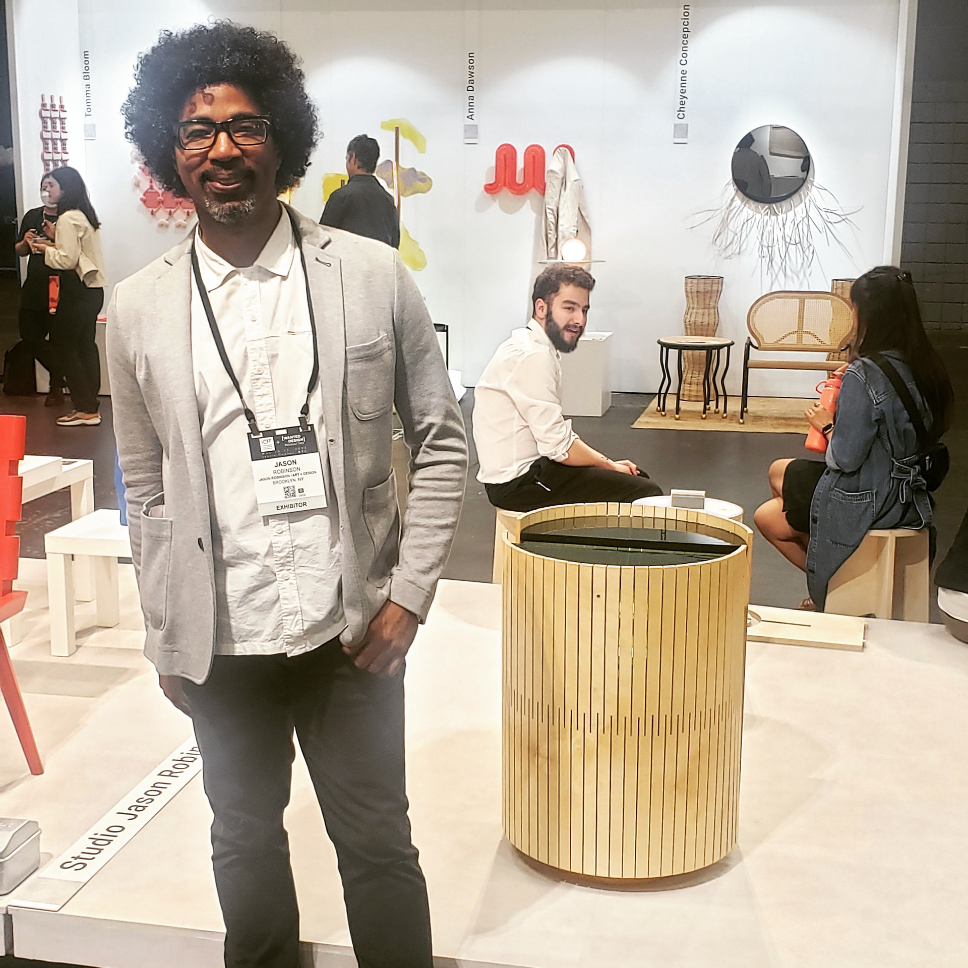 Designer Jason Robinson presents his side table (Laguna Table) at Wanted Design 2022.