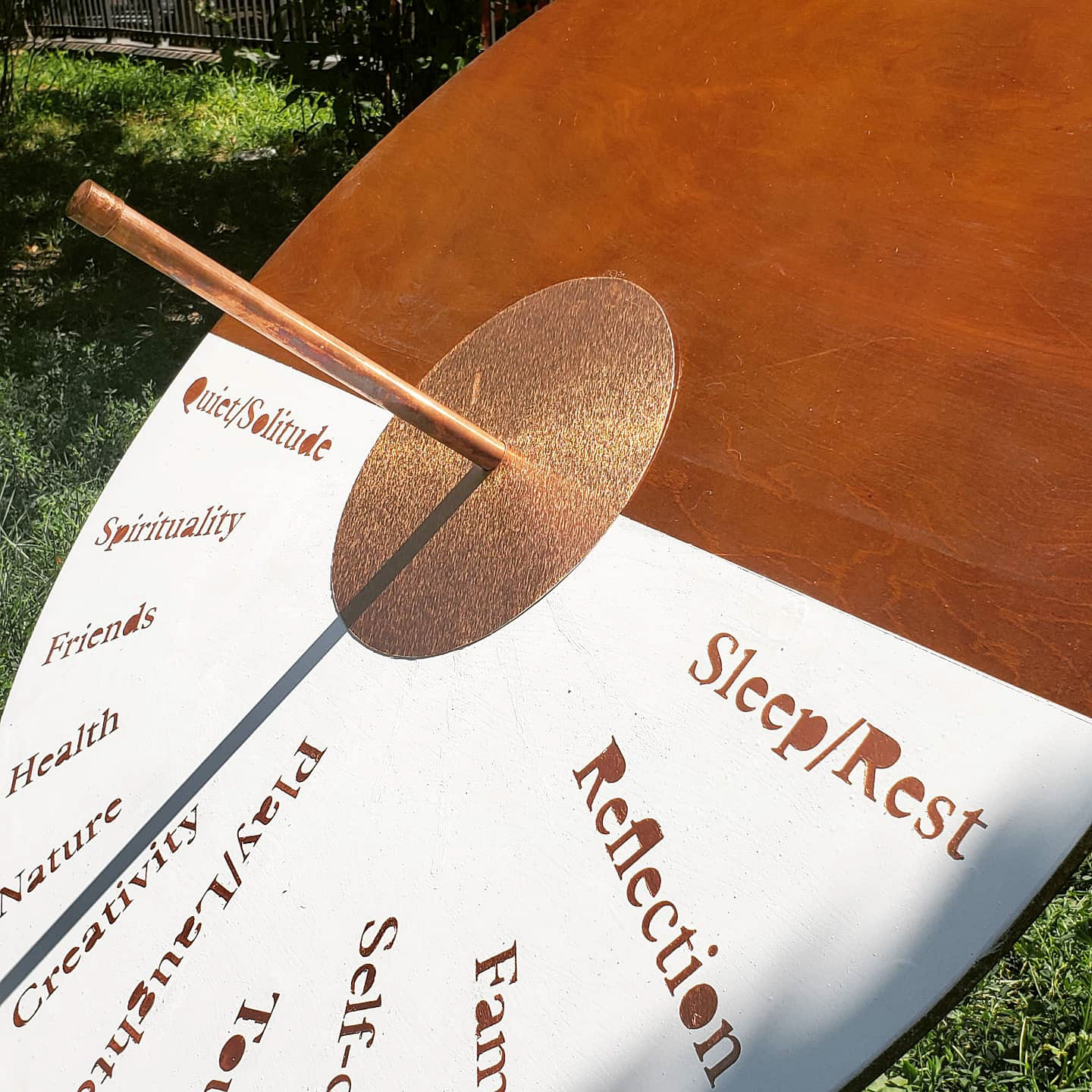 Close-up view of the sculpture “Making Time” by artist Jason Robinson.