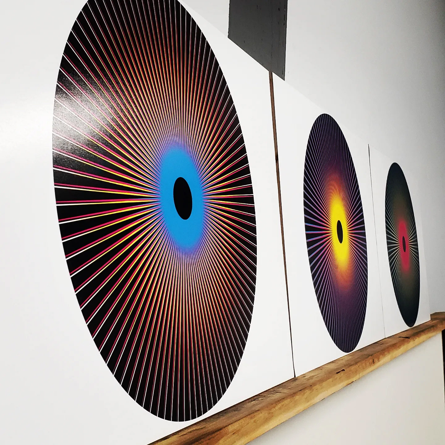 'Penumbra (triptych)' an optical art print by Jason Robinson.