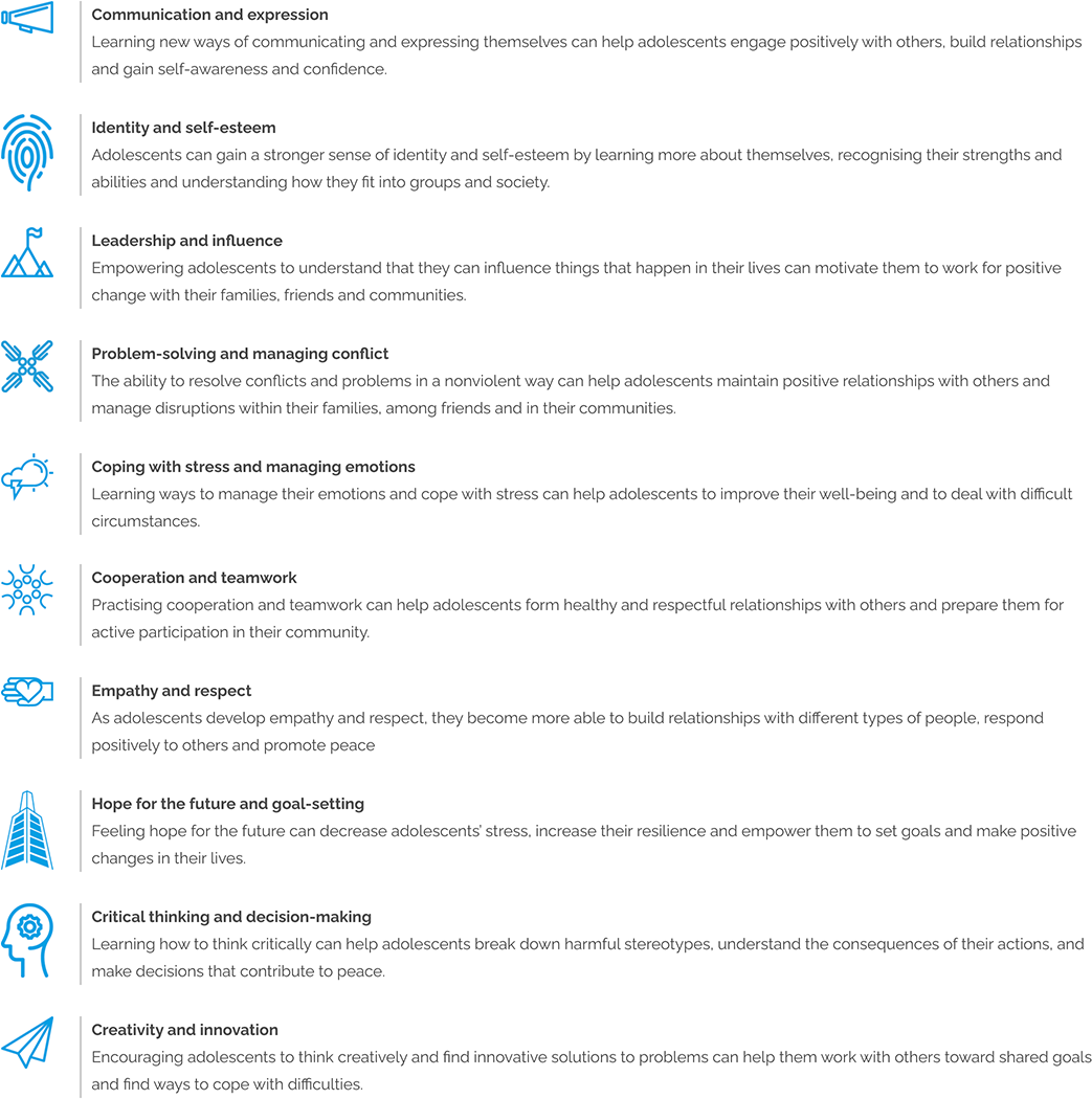 Worked with London based graphic designers to develop icon set such as these Key Competencies (part of the instructional resources for facilitators)