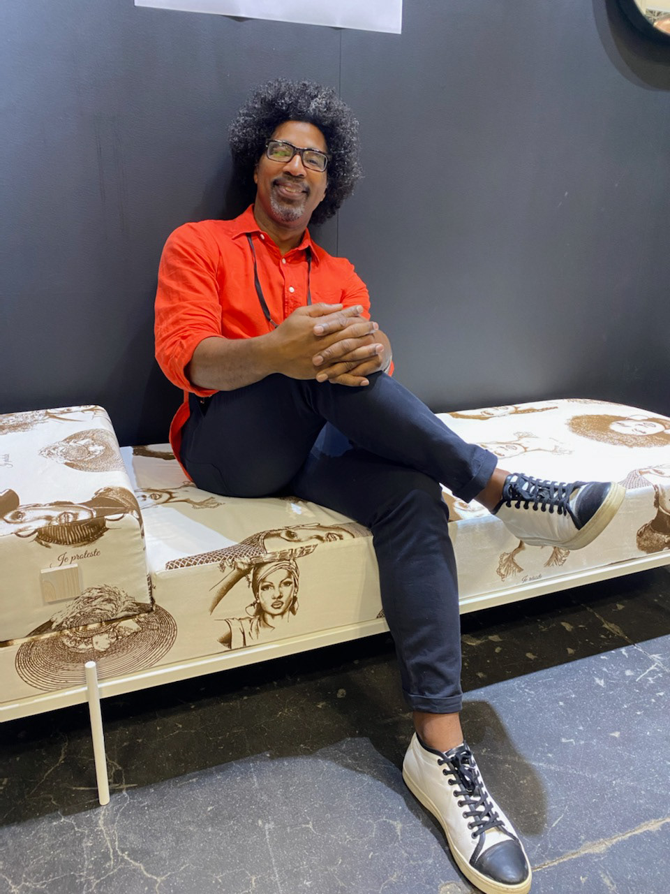 Jason Robinson relaxing at Wanted Design.
