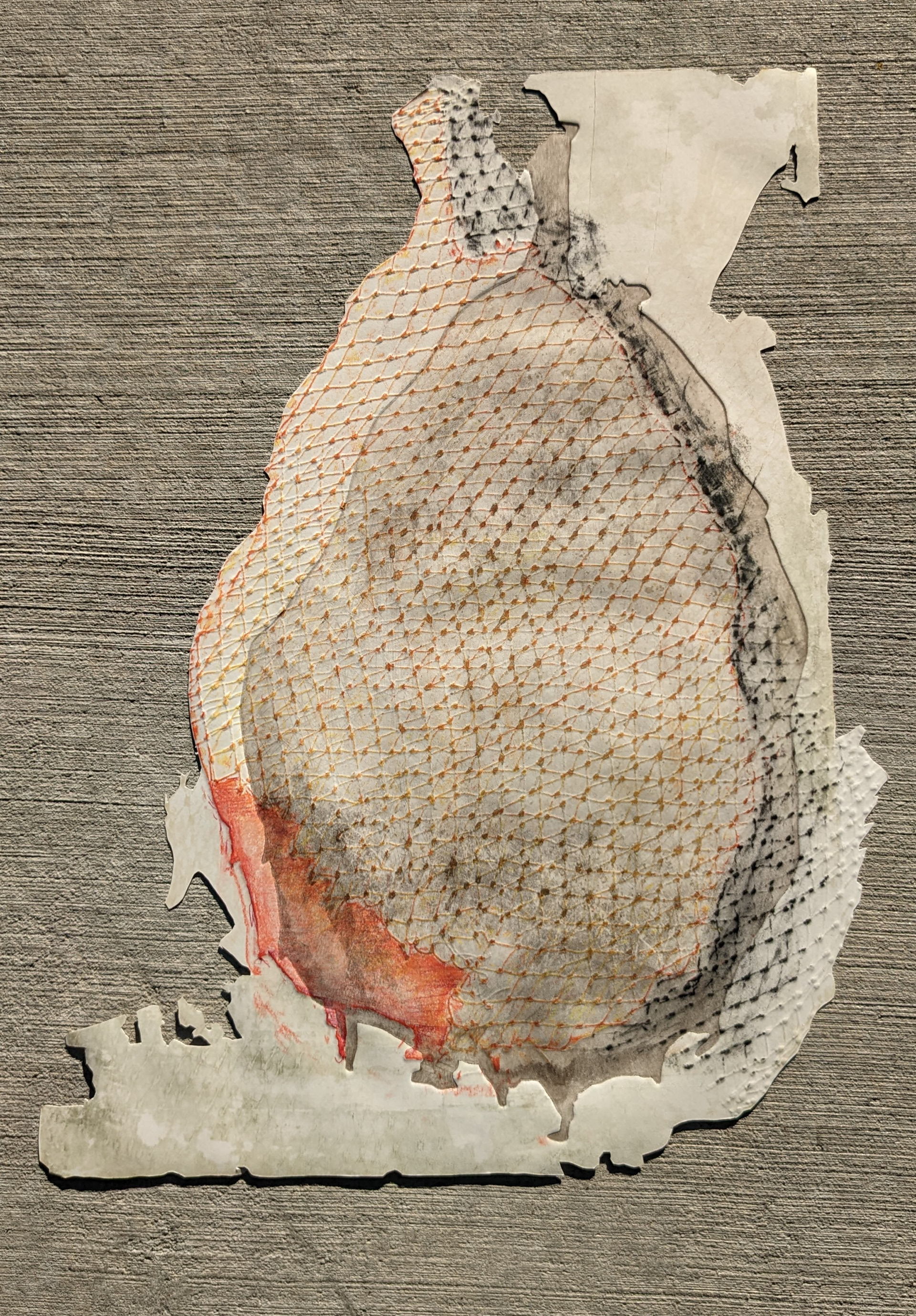 22'' x 30'', intaglio-based monotype with charcoal, pastel, and oil stick, 2021