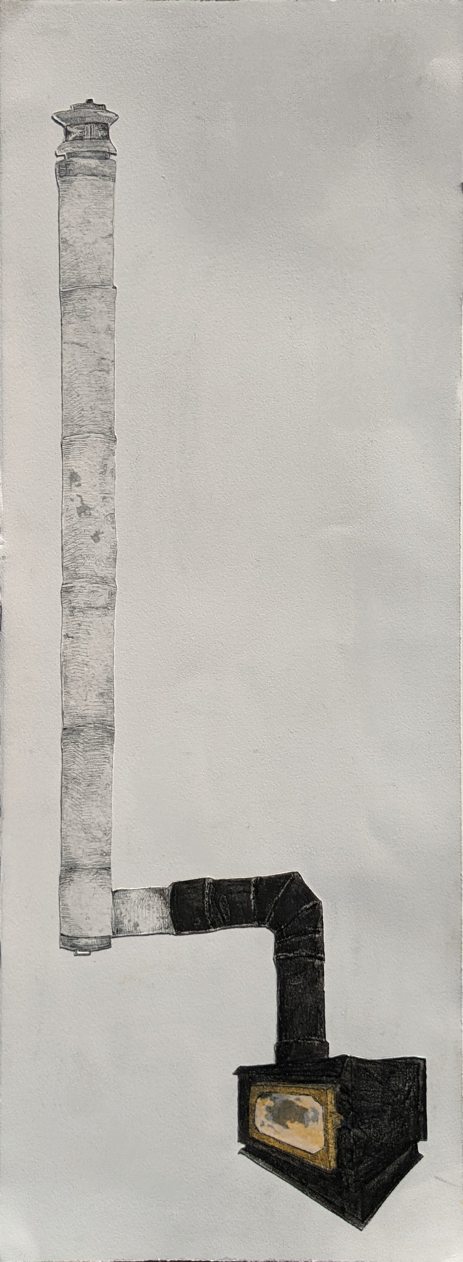 An Exaggerated Version of the Famous Hat, 12'' x 30'', collagraph with charcoal, graphite, and gel pen, 2021