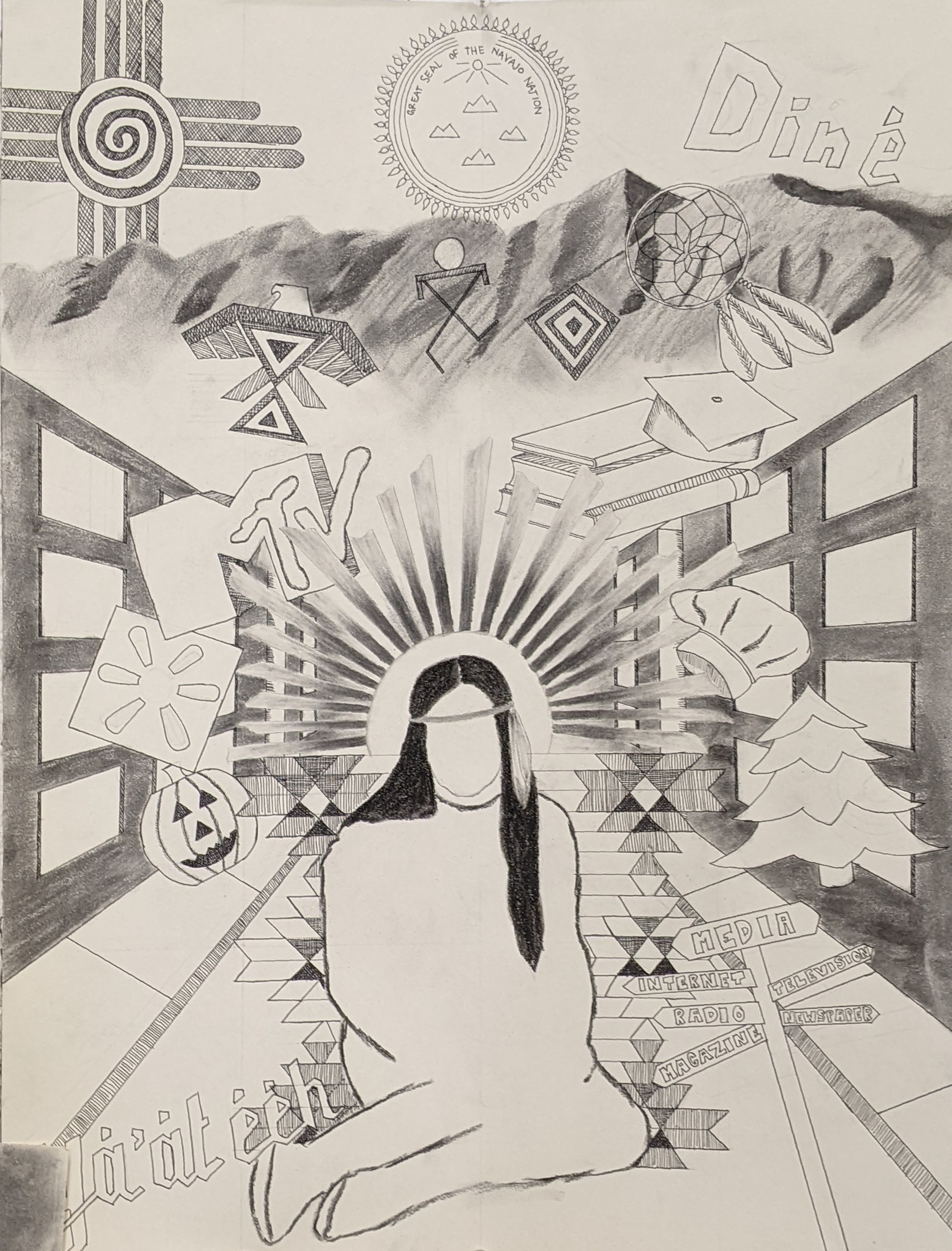 Conceptual Drawing from Collage-Graphite