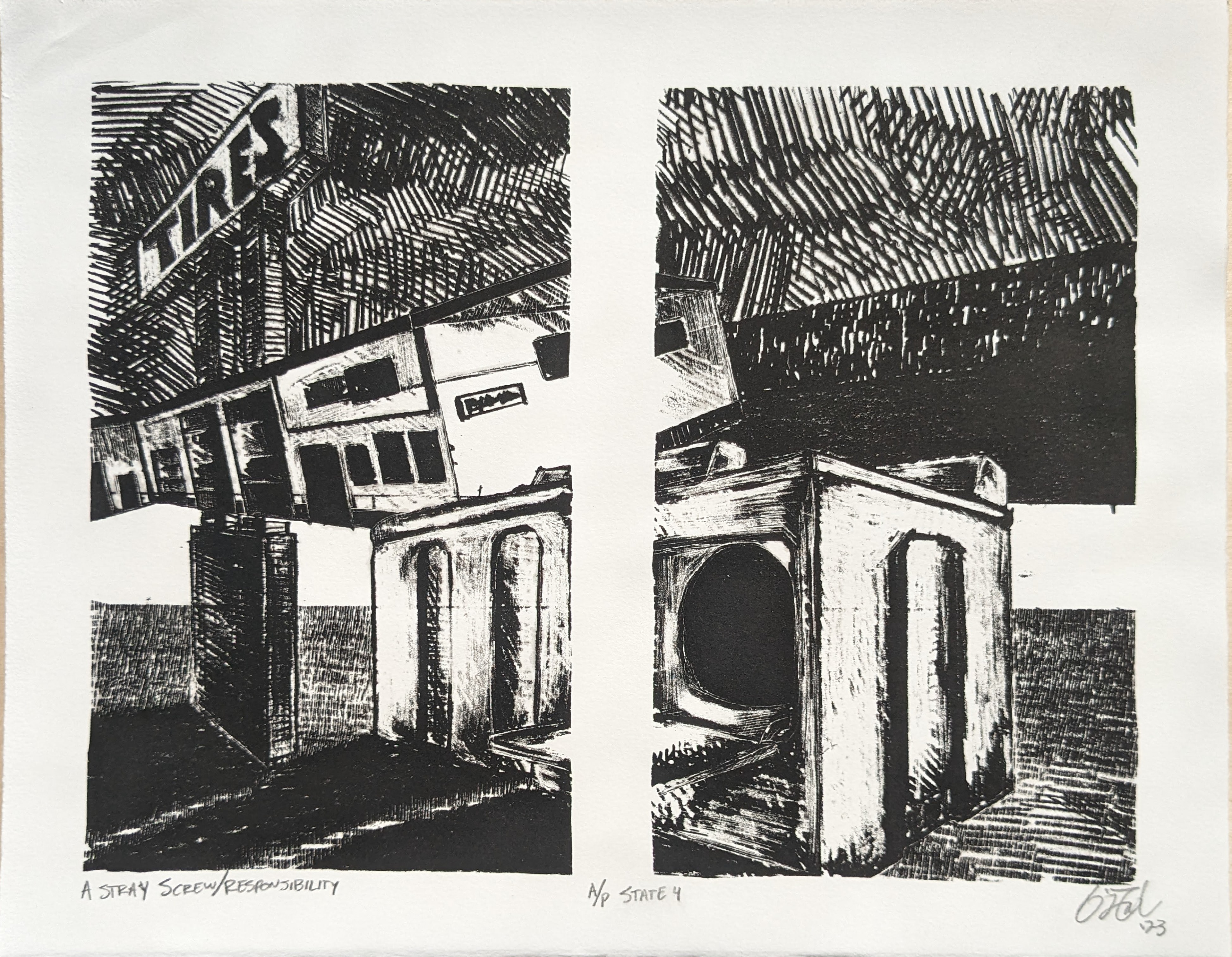 State 4, 14'' x 11'', Stone Lithography, 2023