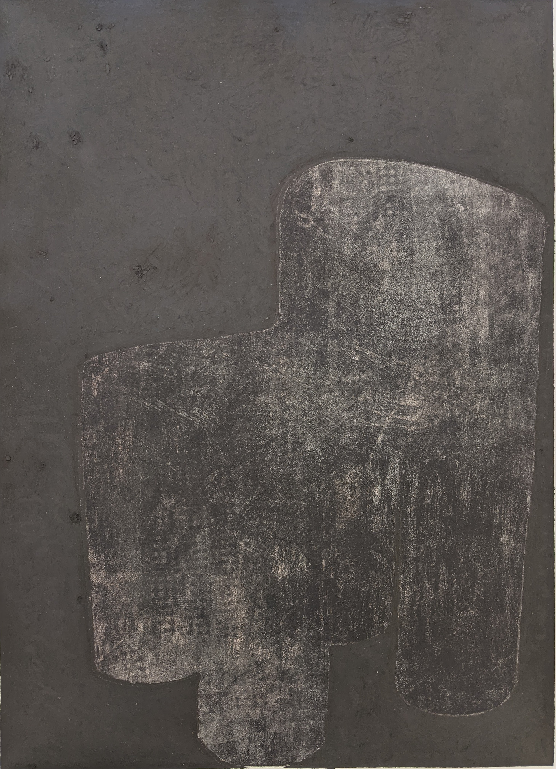 A Cave of Accountability, 18.5'' x 25.5'', etching with oil sticks, 2021