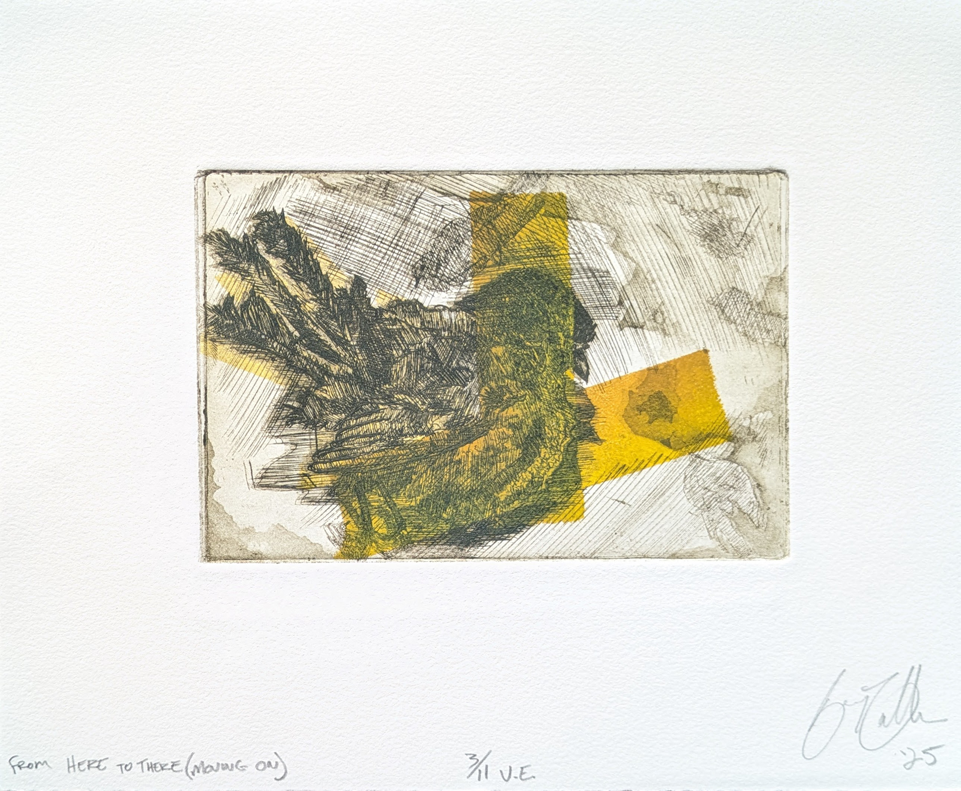From Here to There (Moving On), 3/11 V.E., Intaglio Etching with Viscosity Printing, 10'' x 8'', 2025