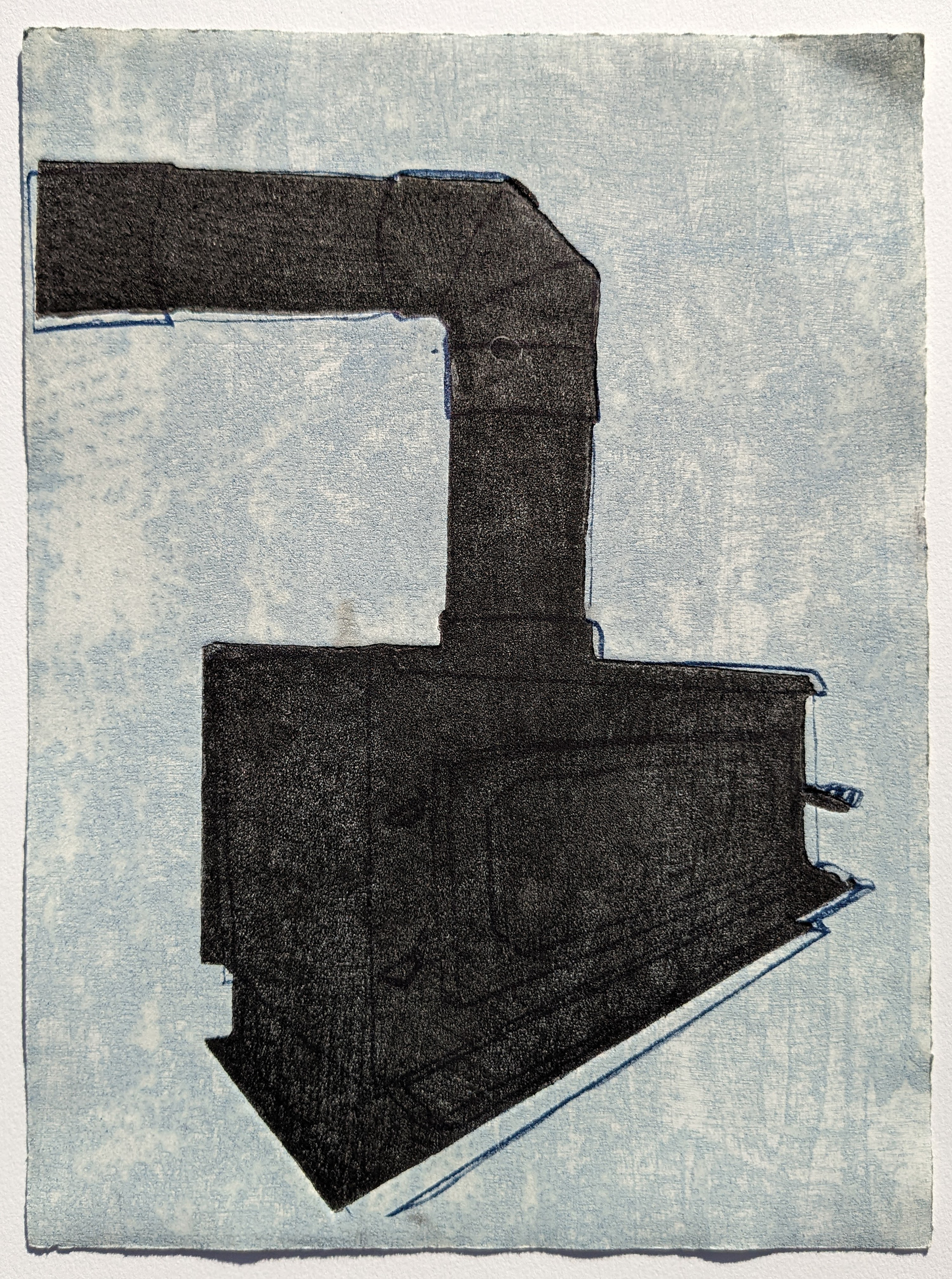 Stove, 9'' x 12'', etching with two color risograph print, 2021