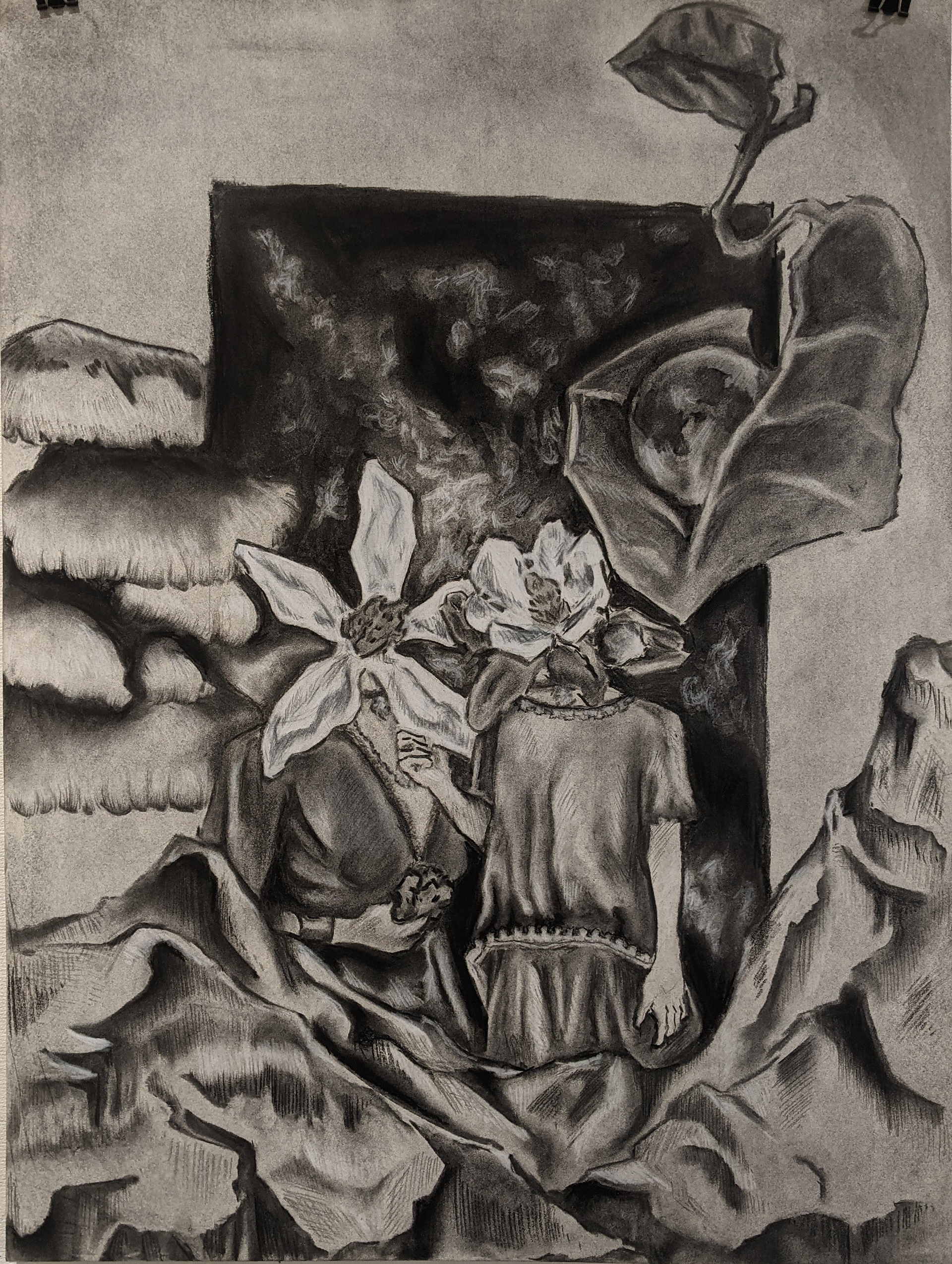 Conceptual Drawing from Collage-Charcoal